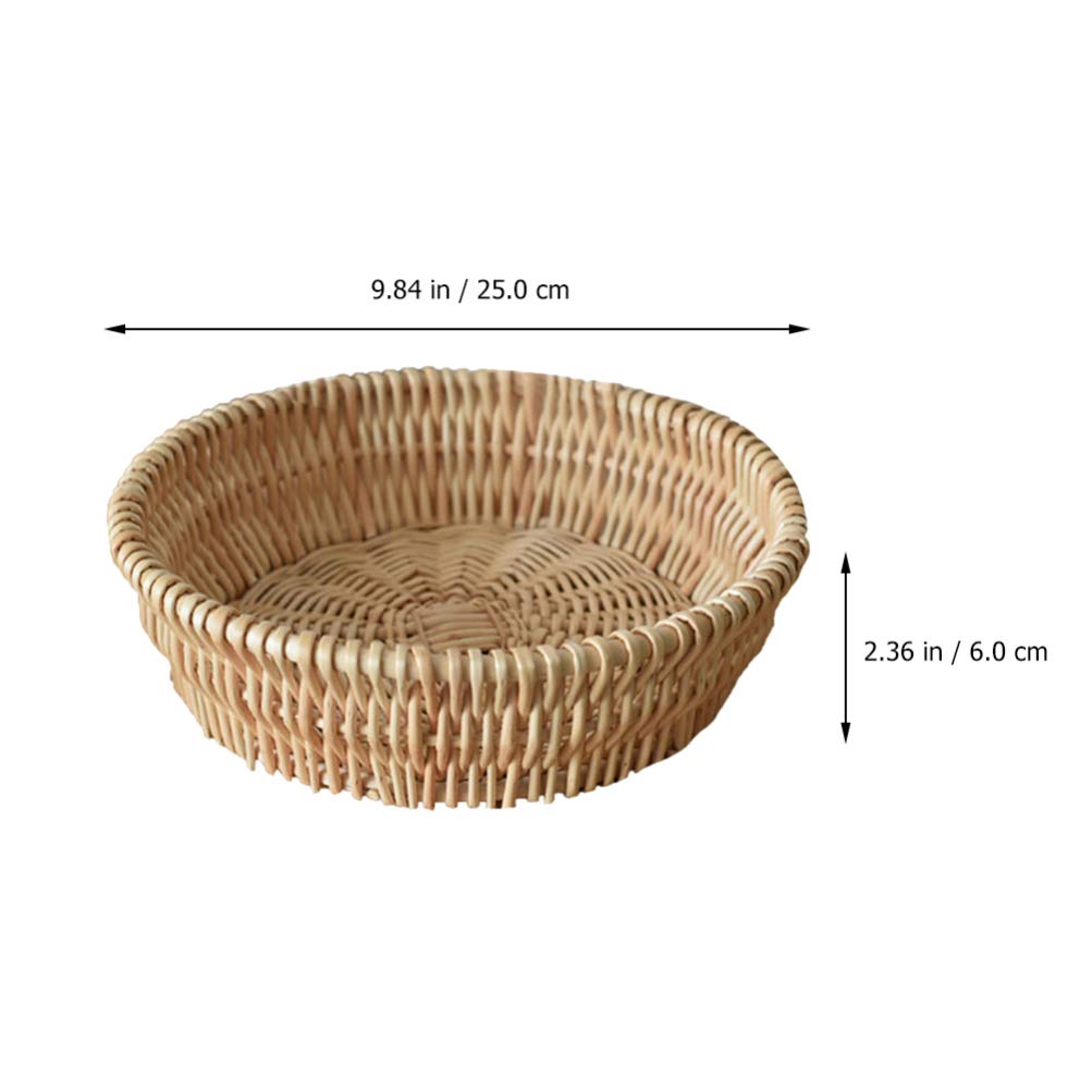 Natural Wicker Bread Basket - 10 Inch Round Kitchen Storage Container for Fruits, Vegetables & Bread | Perfect for Farmhouse Dining, Picnics & Rustic Tabletop Serving