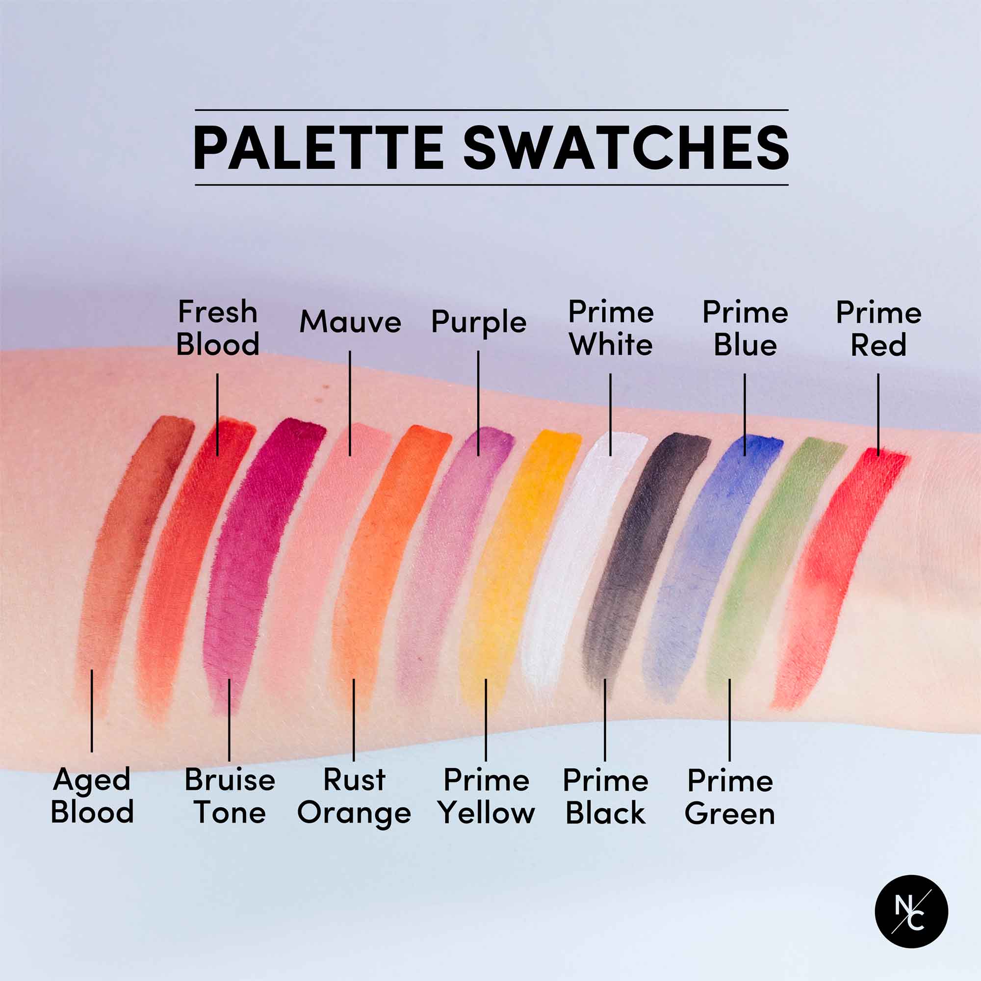 12 Color FX Alcohol Activated Palette - Professional Face & Body Paint for Halloween, Cosplay & Special Effects Makeup