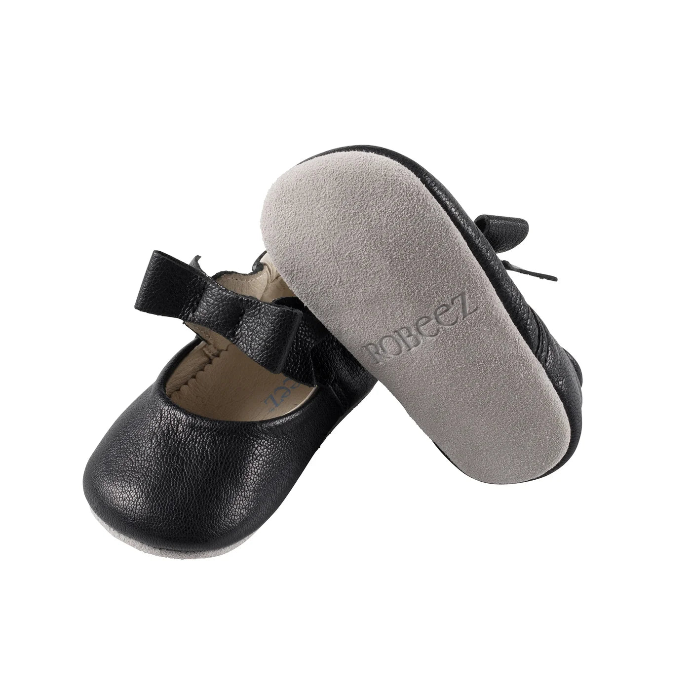 Robeez Black Sofia First Kicks Baby Shoes - Soft Sole Infant Booties for Newborns & Crawlers - Perfect for First Steps, Baby Showers & Photo Shoots