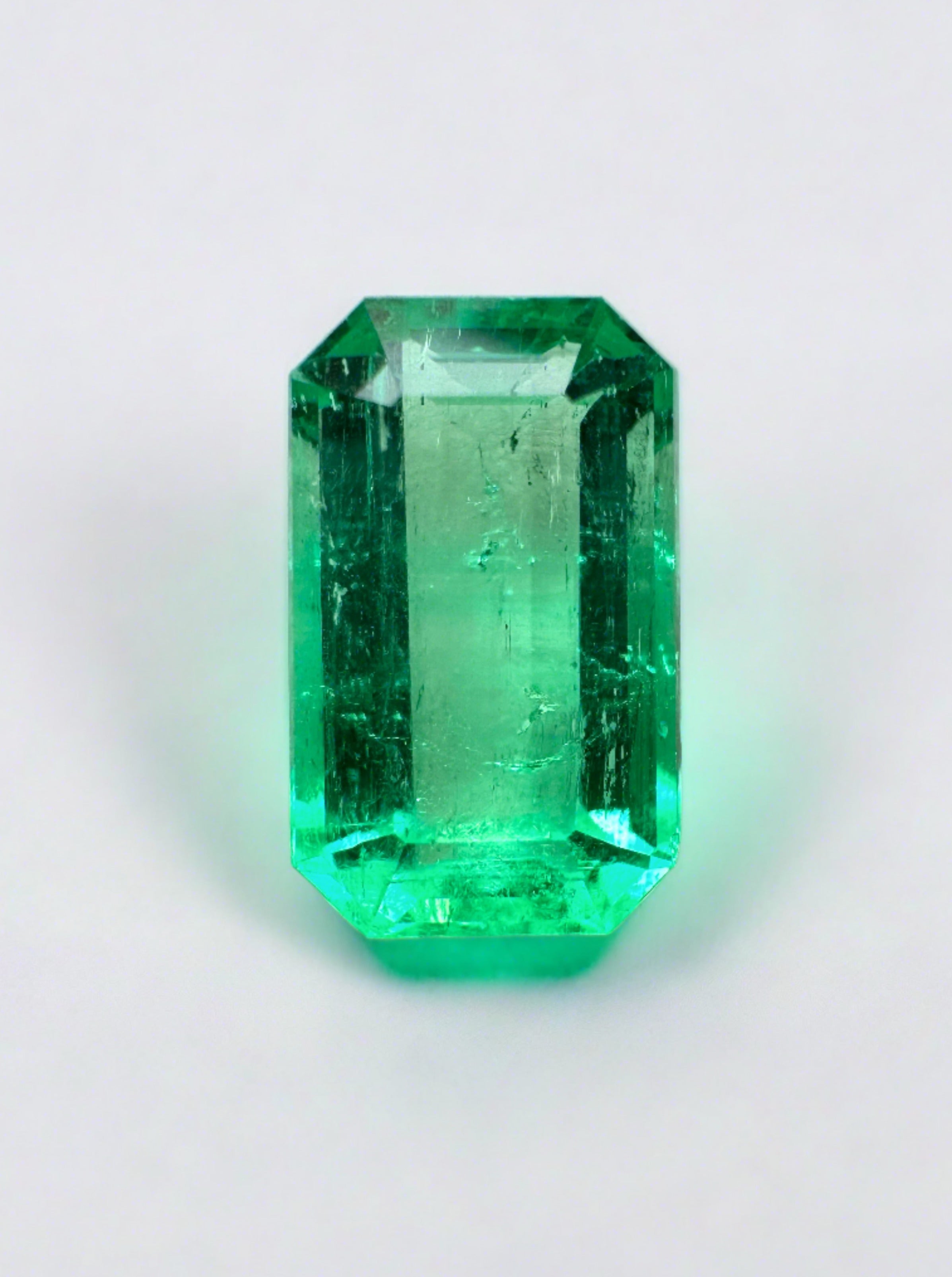 1.68 Carat 9x6mm Yellowish Green Natural Loose Colombian Emerald - Emerald Cut Gemstone for Jewelry Making, Engagement Rings & Collector's Specimen