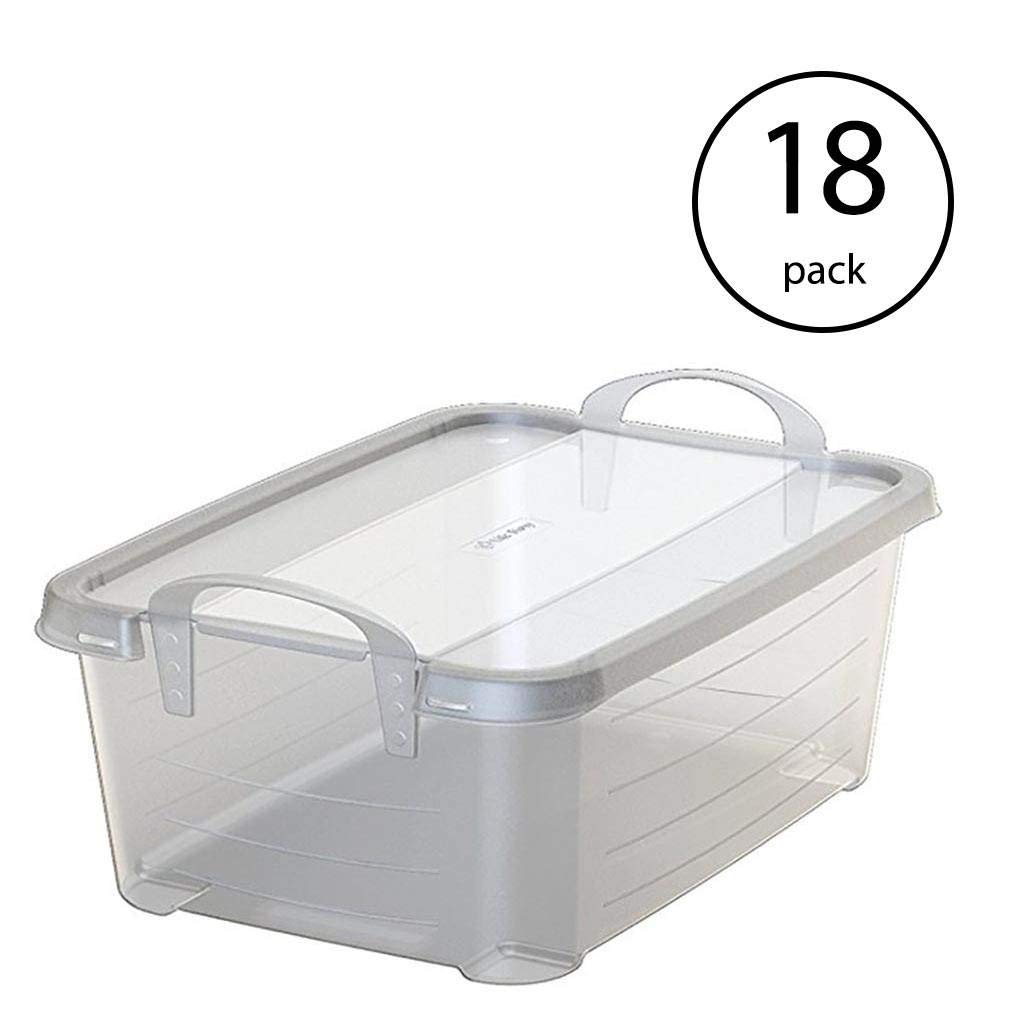 14 Quart Clear Stackable Storage Bins - 18 Pack Plastic Organization Containers for Home, Office & Closet Storage Solutions