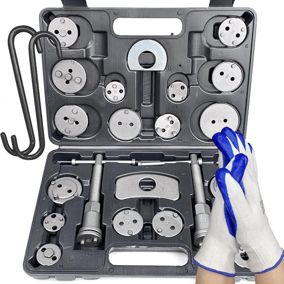 Thorstone Master Disc Brake Caliper Tool Kit - 24pcs Professional Brake Piston Compressor & Wind Back Tool Set for Car, Truck & SUV Brake Pad Replacement (Black Case) - Perfect for DIY Mechanics & Auto Repair Shops