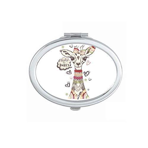 DIYthinker Portable Foldable Double-Sided Makeup Mirror with Cute Giraffe Cartoon Design - Perfect for Travel, Home Vanity & Handbag Essentials