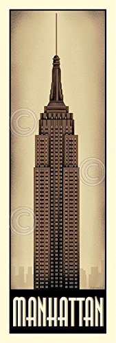 Vintage New York City Travel Poster - Manhattan by Steve Forney - Wall Art Decor for Home, Office & Cafe (Multiple Sizes Available) - Perfect for Living Room, Bedroom & Urban Themed Spaces