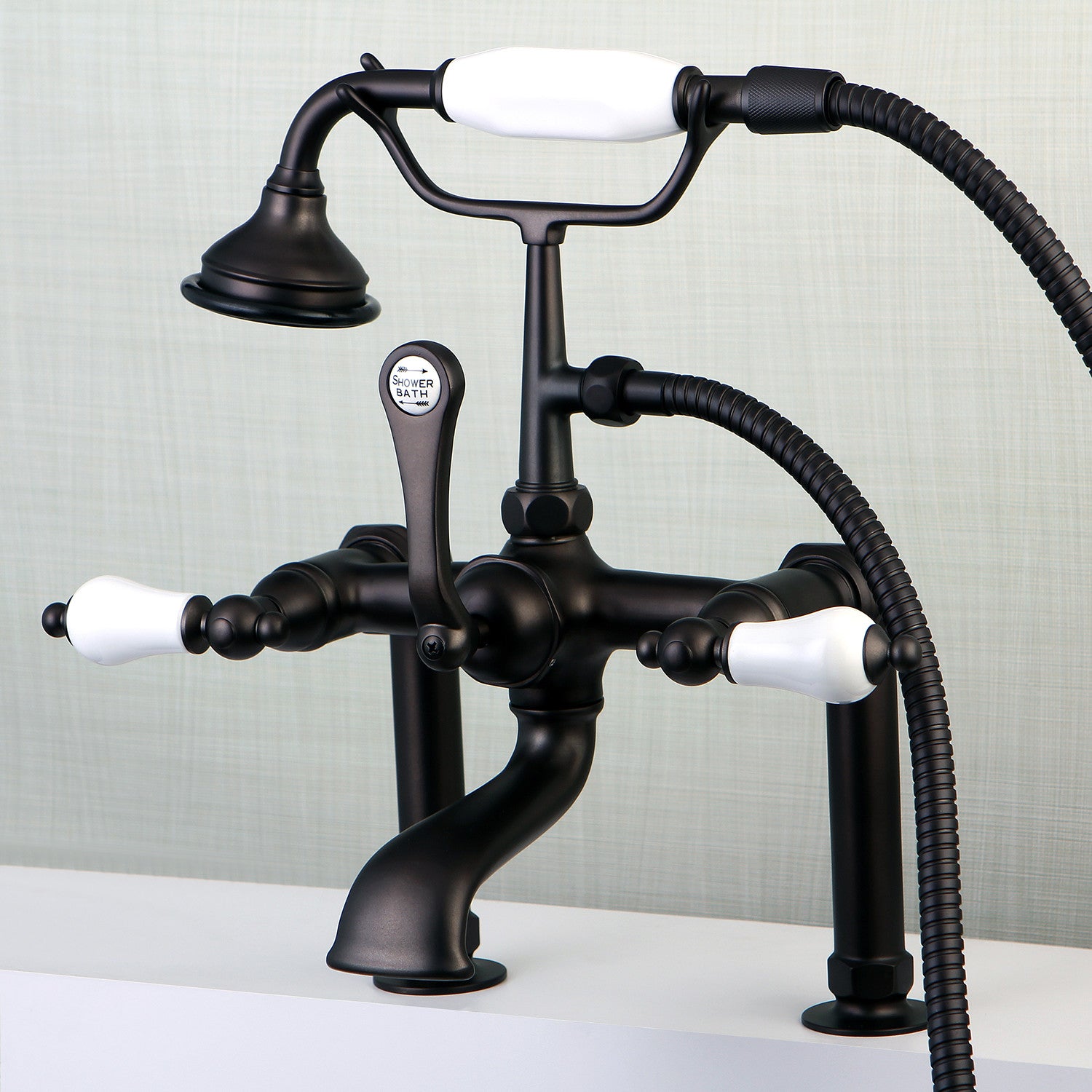 Vintage Clawfoot Tub Faucet with Hand Shower - Oil Rubbed Bronze 3-Handle Deck Mount Bathroom Fixture for Classic & Modern Bathrooms | Perfect for Renovations, Spa Days & Luxury Bathing Experience