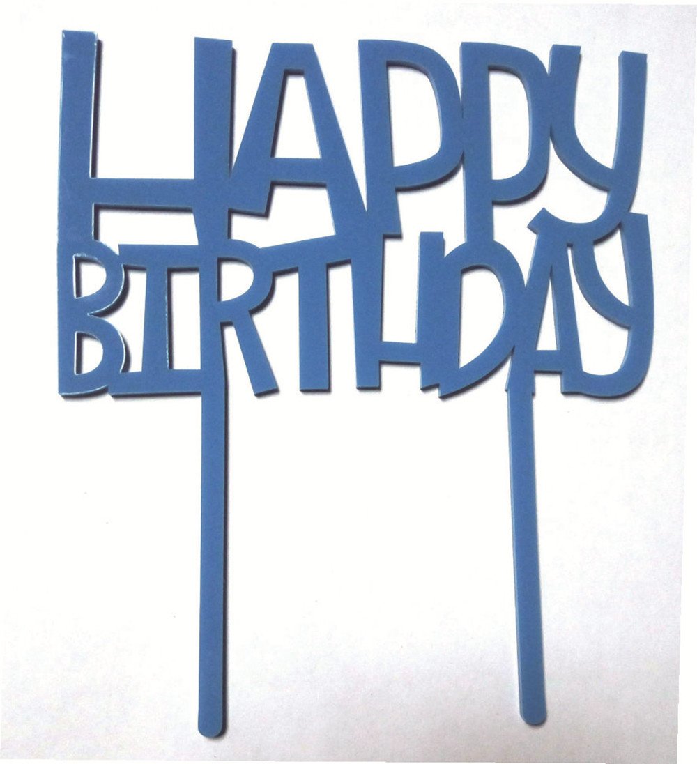 Blue Happy Birthday Acrylic Cake Topper - Elegant Birthday Party Decoration by Ruixuan - Perfect for Wedding, Baby Shower & Anniversary Cakes