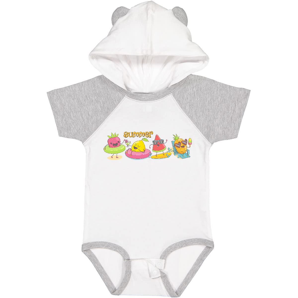 Inktastic Kawaii Summer Fruit Baby Bodysuit - Cute Cartoon Fruit Print Onesie for Newborns & Infants - Perfect for Summer Outfits, Beach Trips & Photo Shoots