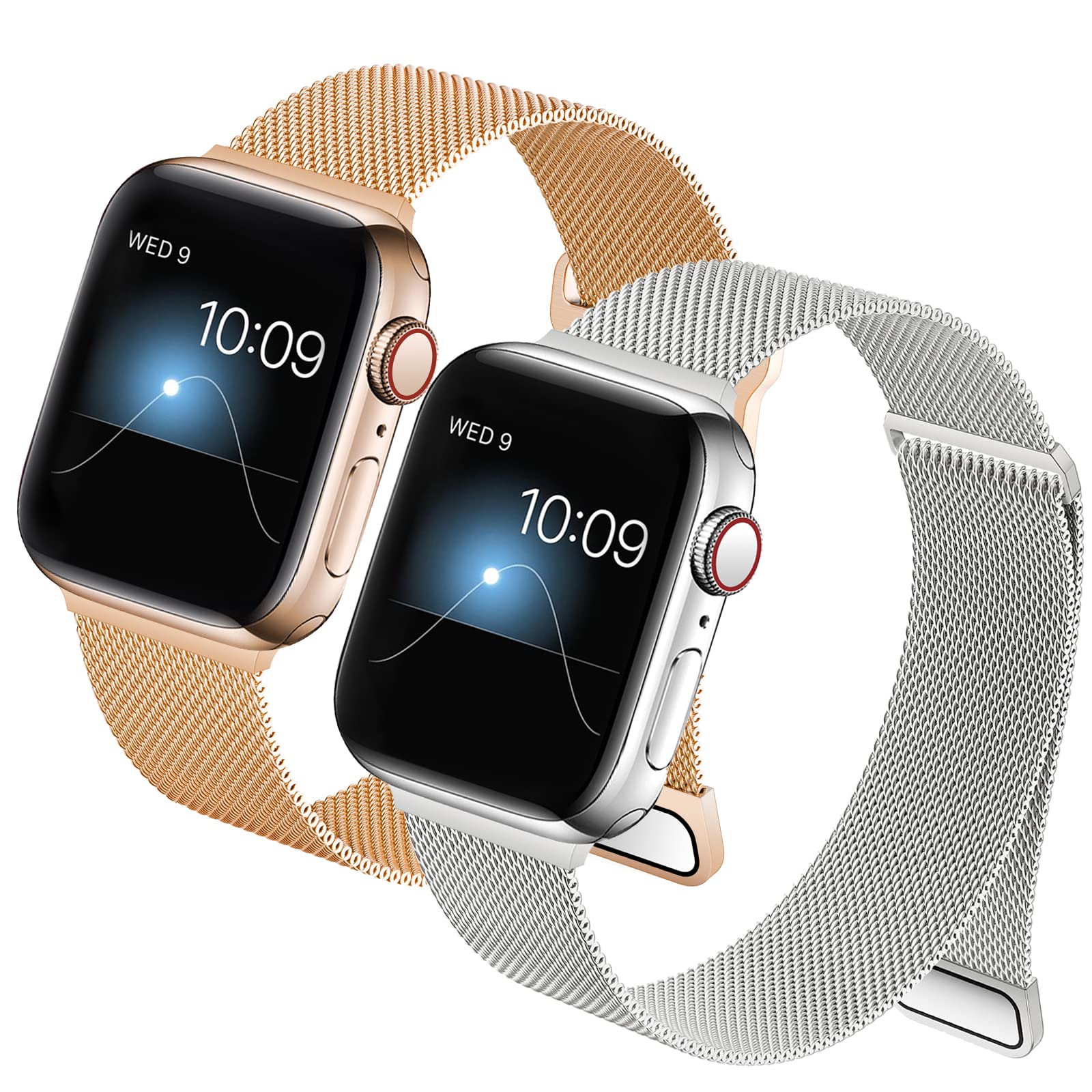 Stainless Steel Magnetic Clasp Band for Apple Watch 38mm 40mm 41mm - Compatible with iWatch Series 8/7/6/5/4/3/2/1/SE/Ultra - Elegant Women's Metal Strap for Workout, Office & Daily Wear