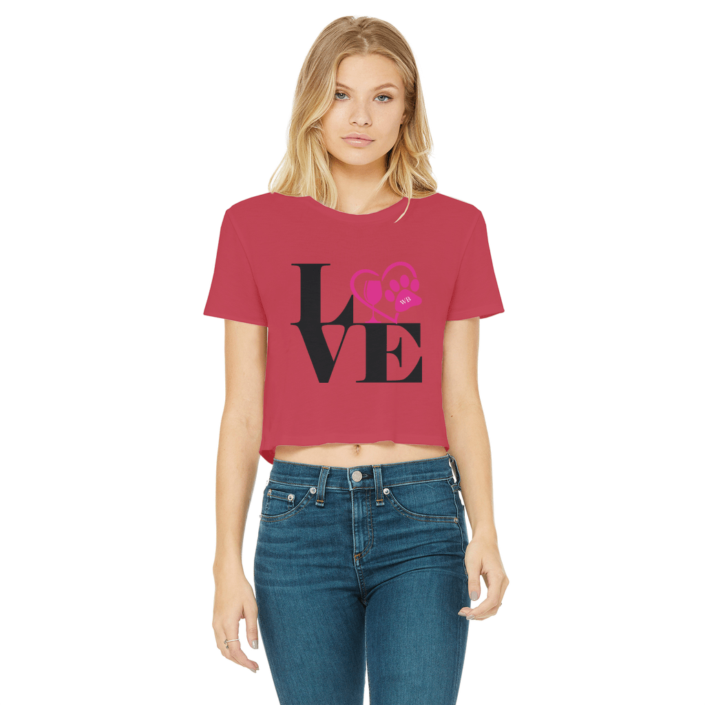 Love Paw 2 Classic Women's Cropped Raw Edge T-Shirt | Vintage-Inspired Graphic Tee for Casual Outfits & Date Nights | WineyBitches.Co