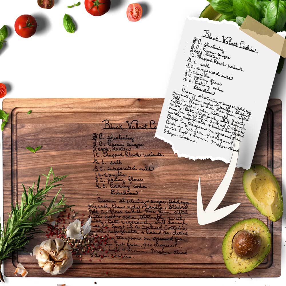 Luxtomi Custom Engraved Cutting Board - Personalized Chopping Board with Custom Text & Design - Handmade in USA - Perfect for Kitchen Gifts, Recipe Display & Home Decor (Rectangle, Recipe Board)