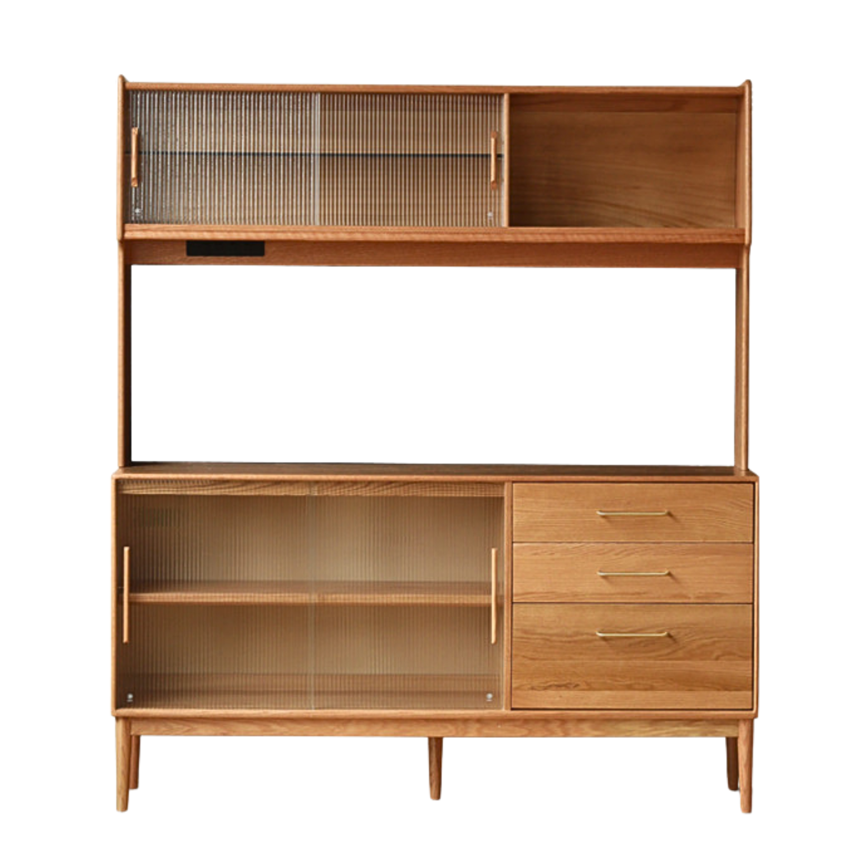 Solid Oak Wood Modern Multifunctional Sideboard - Buffet Cabinet for Dining Room, Living Room Storage & Entryway Organizer