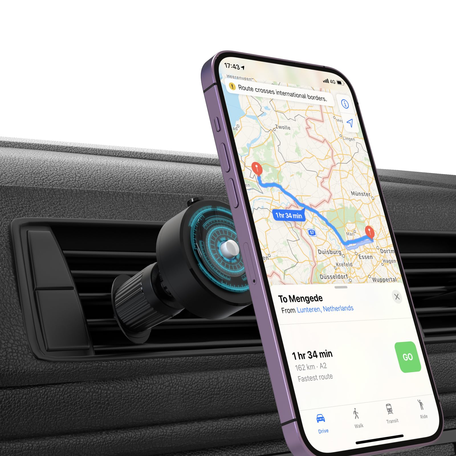 PHOCAR Vacuum Car Phone Holder - Air Vent Phone Mount with Automatic Suction, No Metal Plate or Magnet Needed - Compatible with iPhone 15 Pro Max, Samsung Galaxy, OnePlus, Xiaomi, Pixel, Nokia - Perfect for Driving, Navigation & Hands-Free Calls