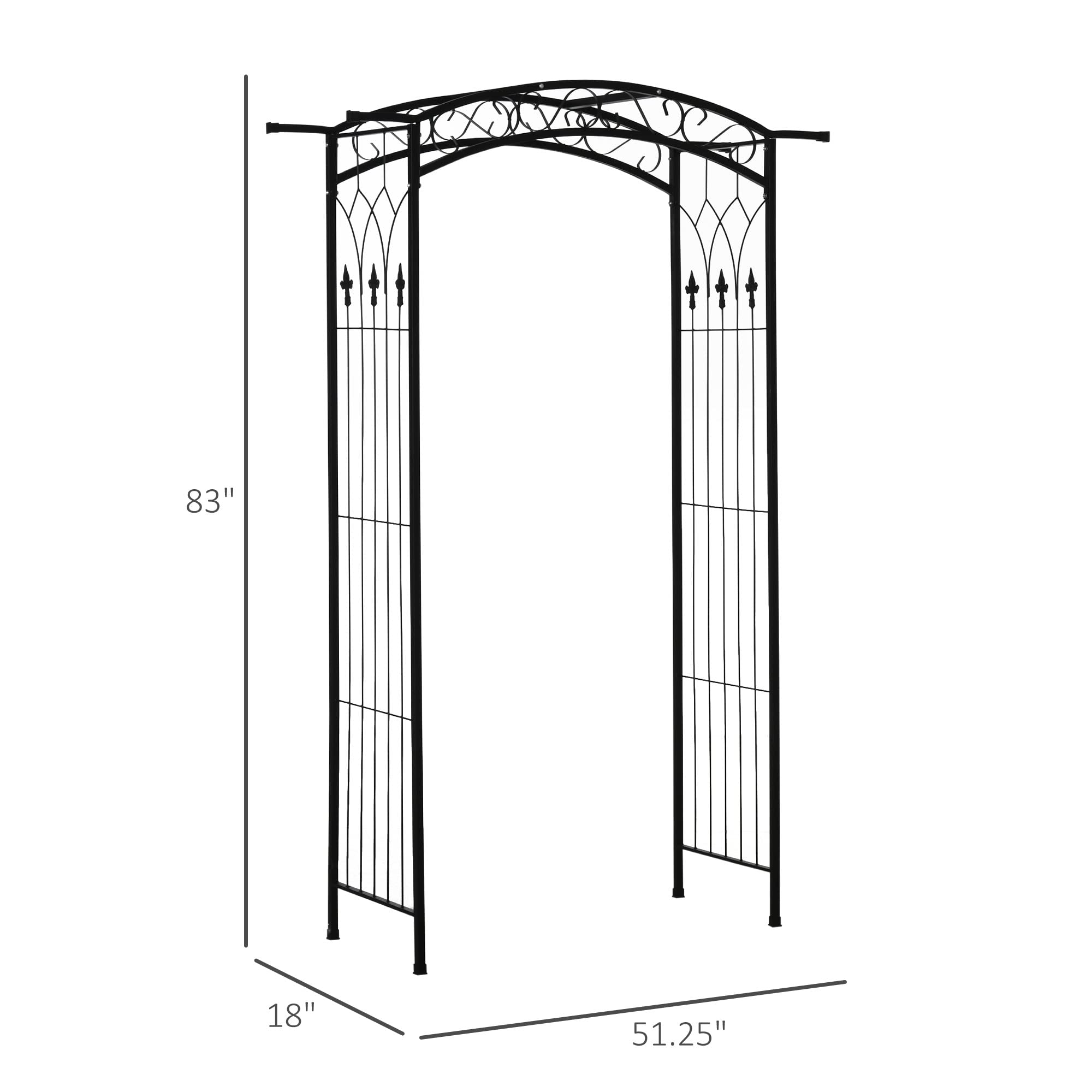 Outsunny 7Ft Metal Garden Arch Arbor Trellis for Climbing Vines, Wedding Archway & Bridal Party Decor - Perfect for Outdoor Ceremonies, Backyard Landscaping and Vine Support