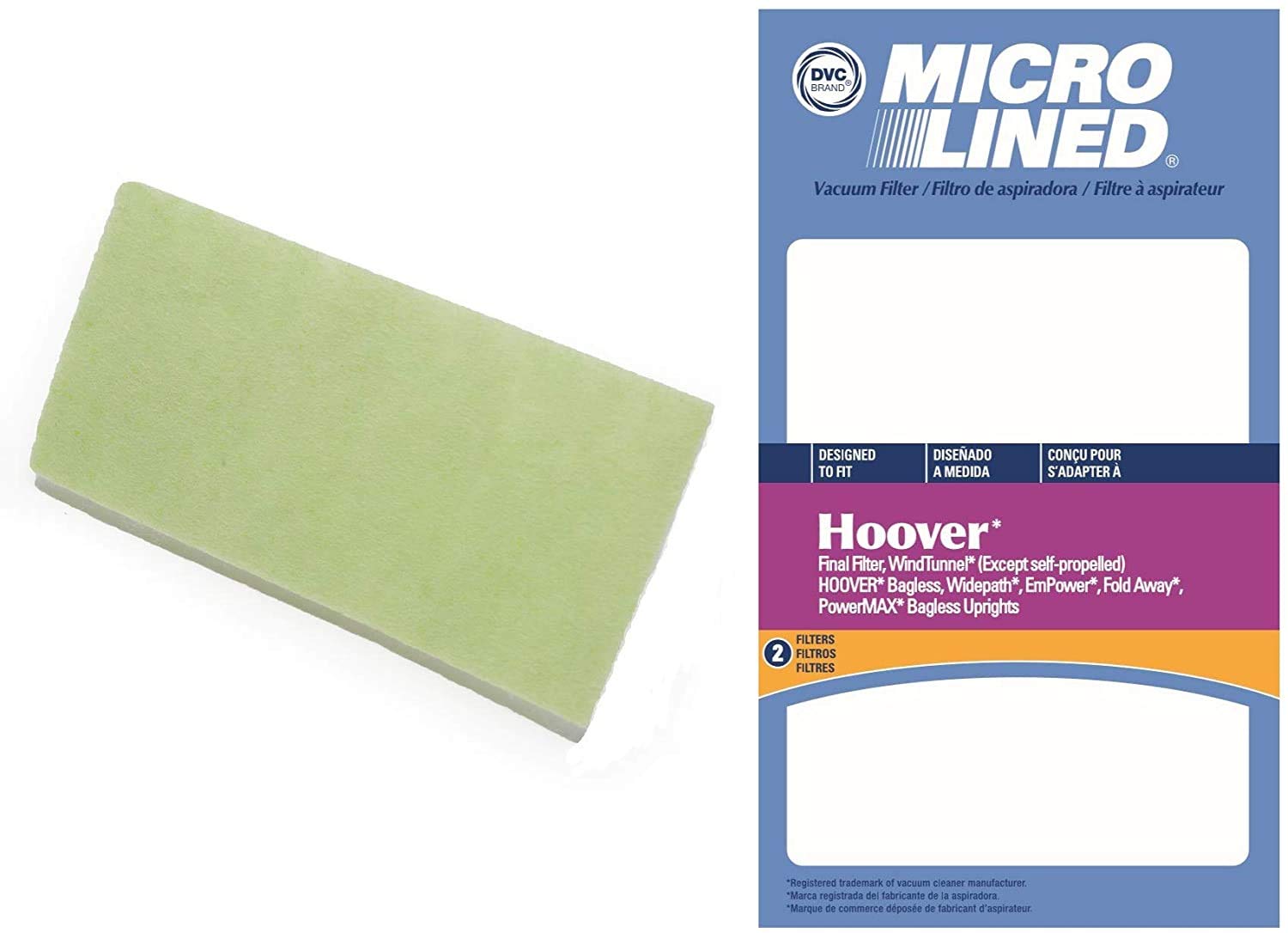 Hoover 40110004 DVC Replacement Final Vacuum Filter - Compatible with WindTunnel, PowerMAX, Bagless & Widepath Upright Vacuums - 2 Pack Micro-Lined Filters for Superior Dust & Allergen Filtration - Perfect for Pet Hair, Carpet Cleaning & Home Maintenance