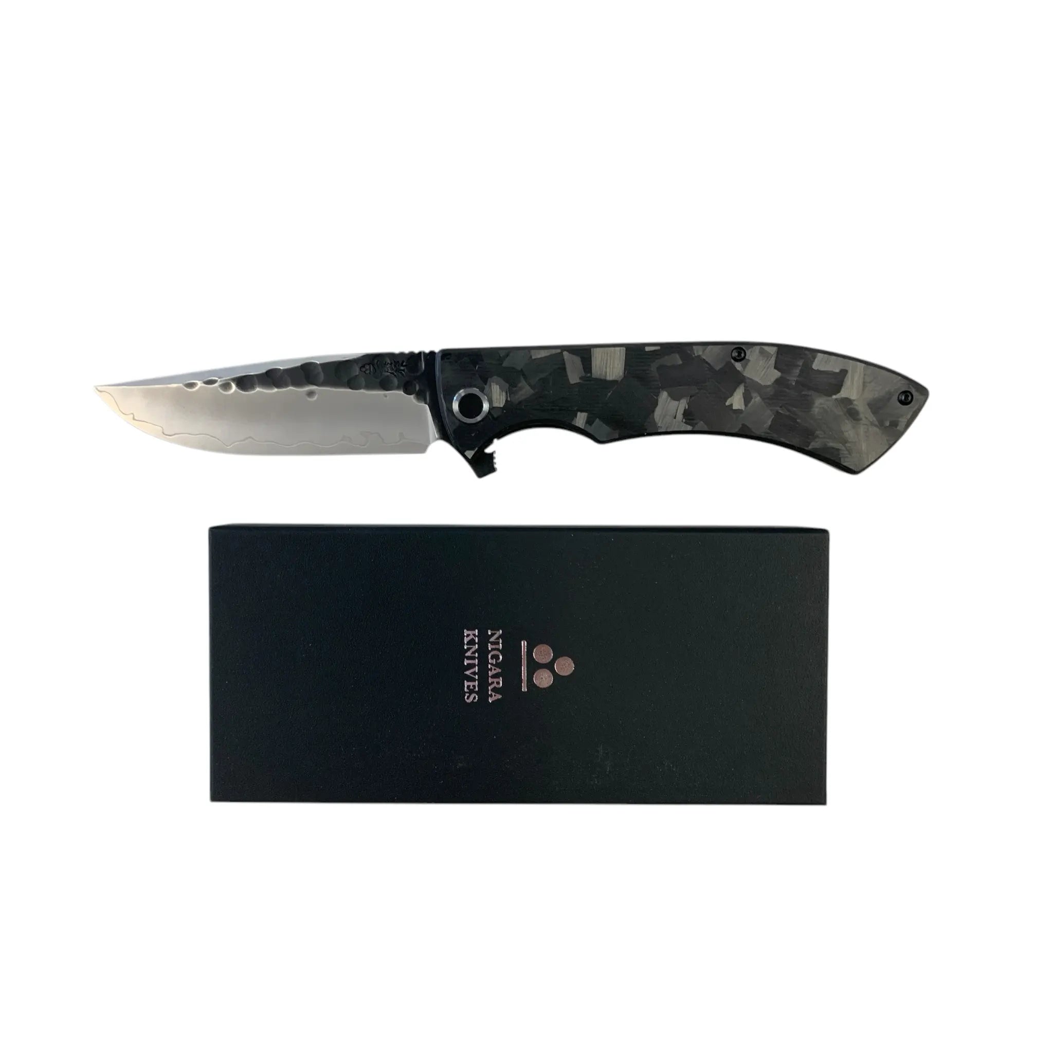 Nigara Hamono SG2 Damascus Steel Carbon Fiber Pocket Knife - Premium EDC Folding Knife for Outdoor, Camping, Hiking & Everyday Carry