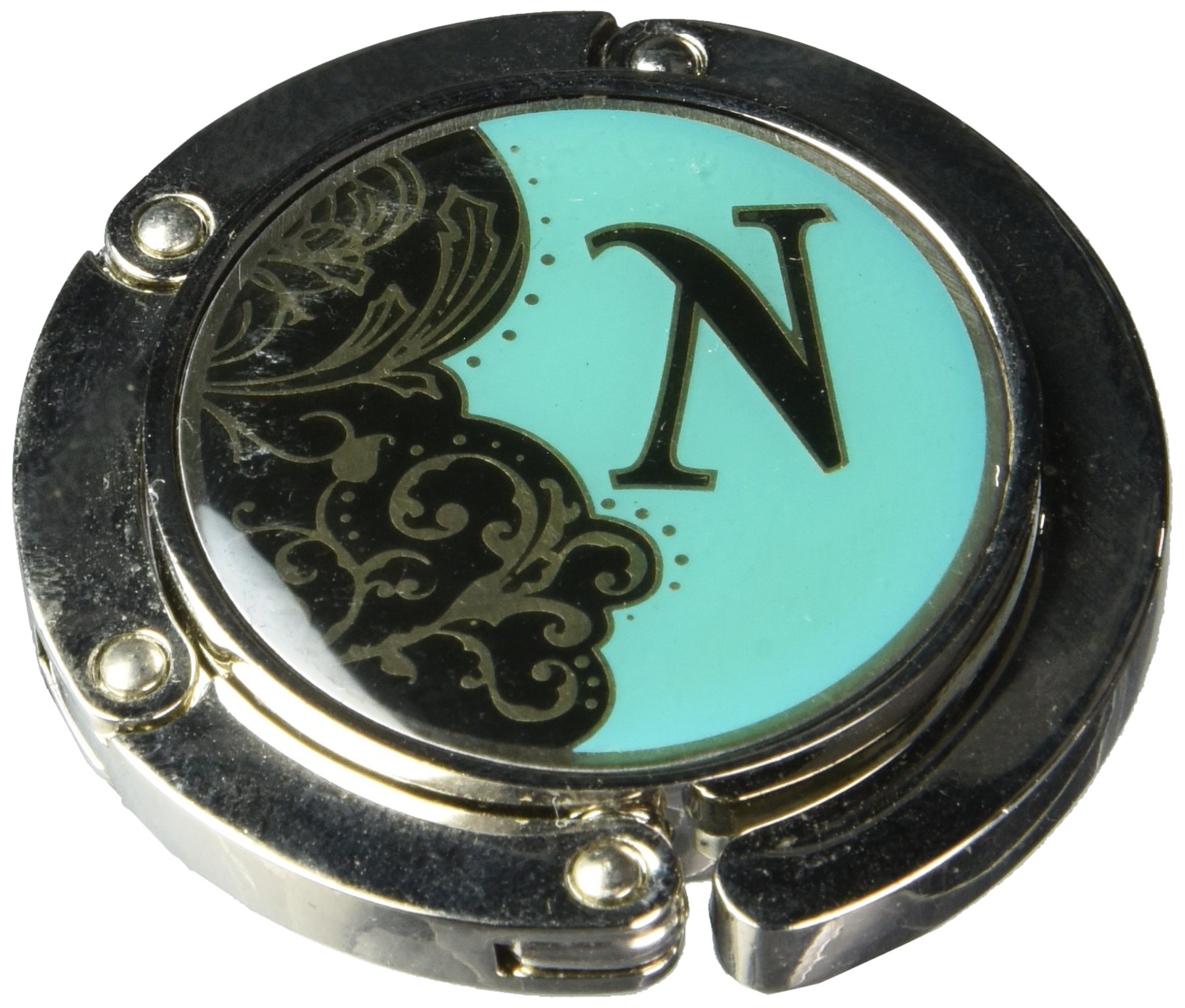 Alexx Hang 'em High Monogram N Purse Hanger - Blue, One Size - Perfect for Restaurants, Shopping & Travel - Hands-Free Bag Hook for Purses & Handbags