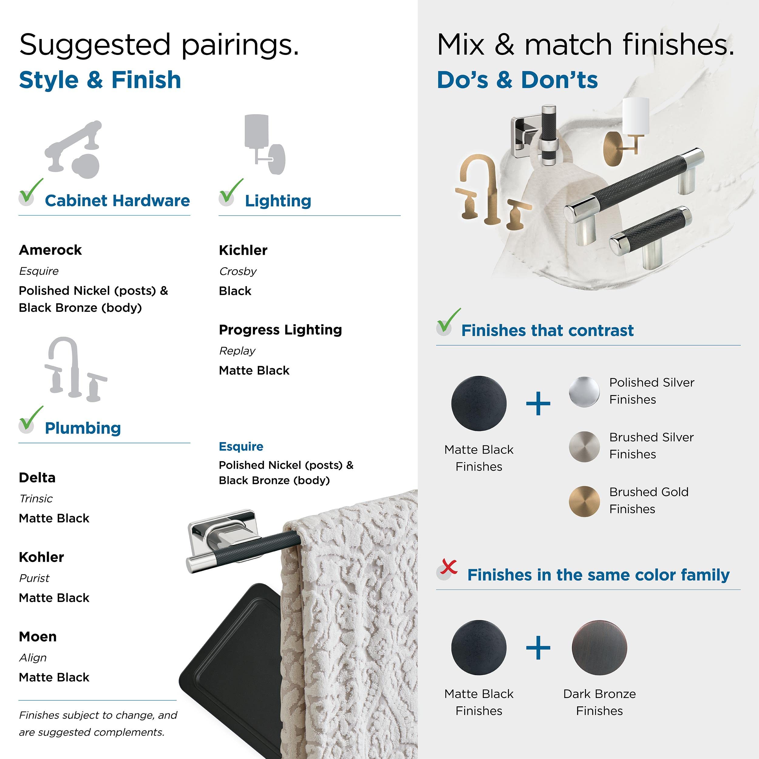 Amerock BH36563PNBBR Polished Nickel Black Bronze Single Robe Hook - 2-11/16 Inch (68mm) Bathroom Towel Holder - Esquire Collection - Premium Bathroom Hardware & Accessories - Perfect for Bathrooms, Walk-In Closets, and Spa Retreats