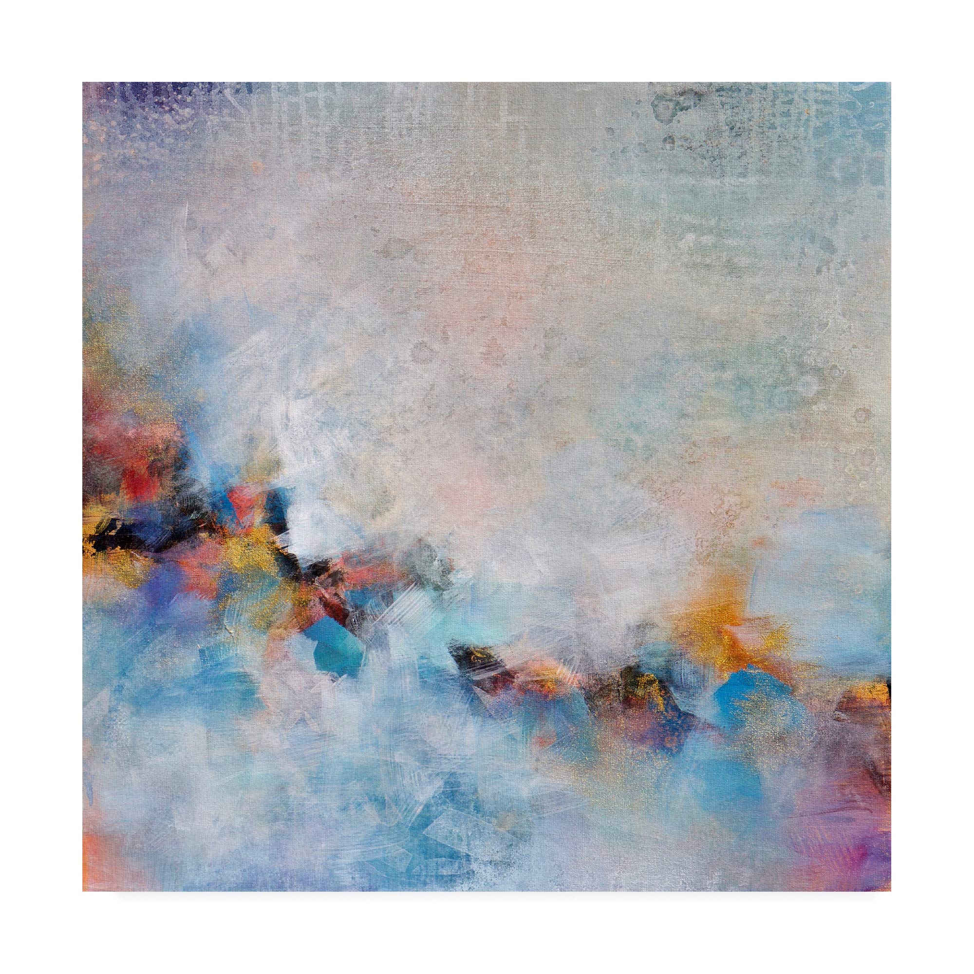 Karen Hal 'Every Which Way' 18x18 Inch Framed Wall Art - Modern Abstract Canvas Painting for Living Room, Bedroom & Office Decor