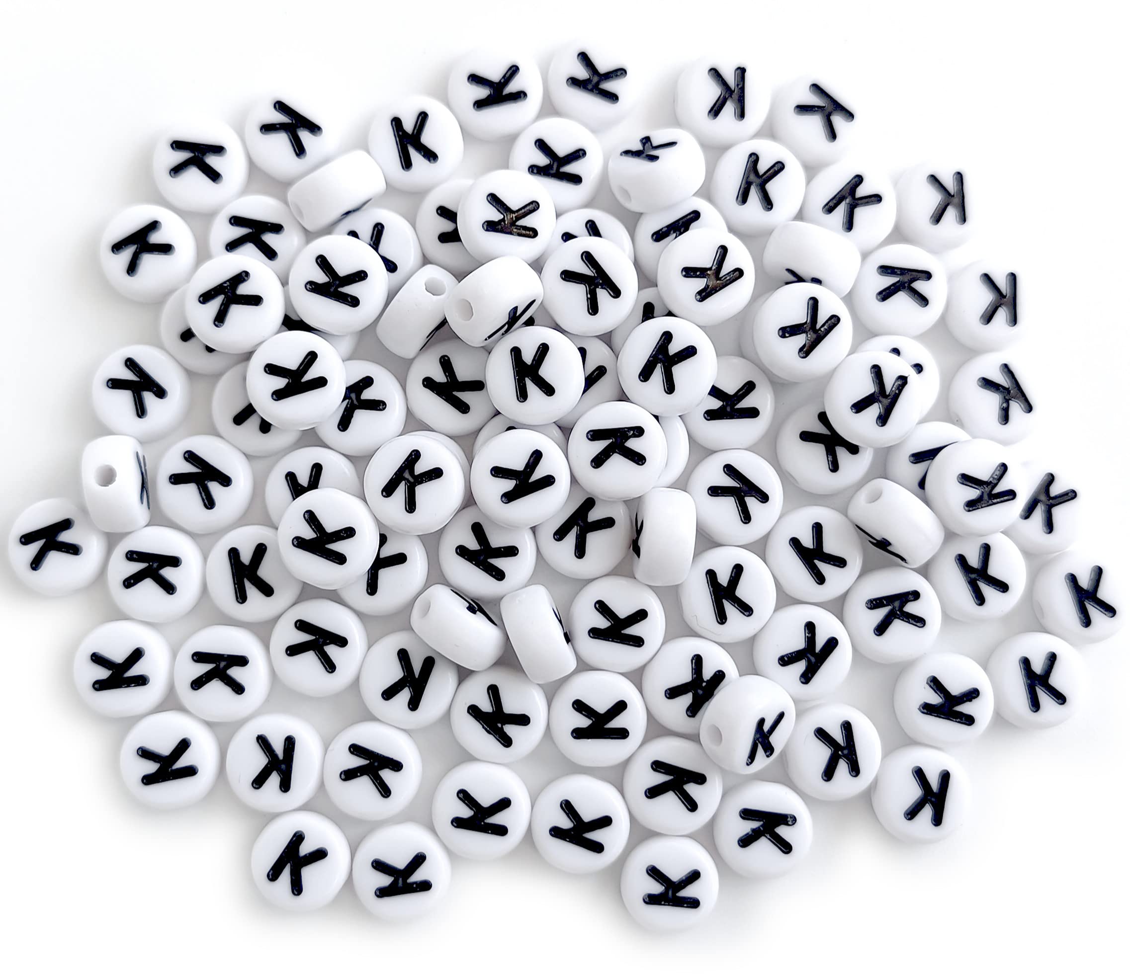 100PCS White Round Acrylic Alphabet Letter Beads (4x7mm) - Perfect for DIY Jewelry Making, Bracelets, Necklaces & Keychains - Great for Crafting, Personalized Gifts & Kids Beading Projects