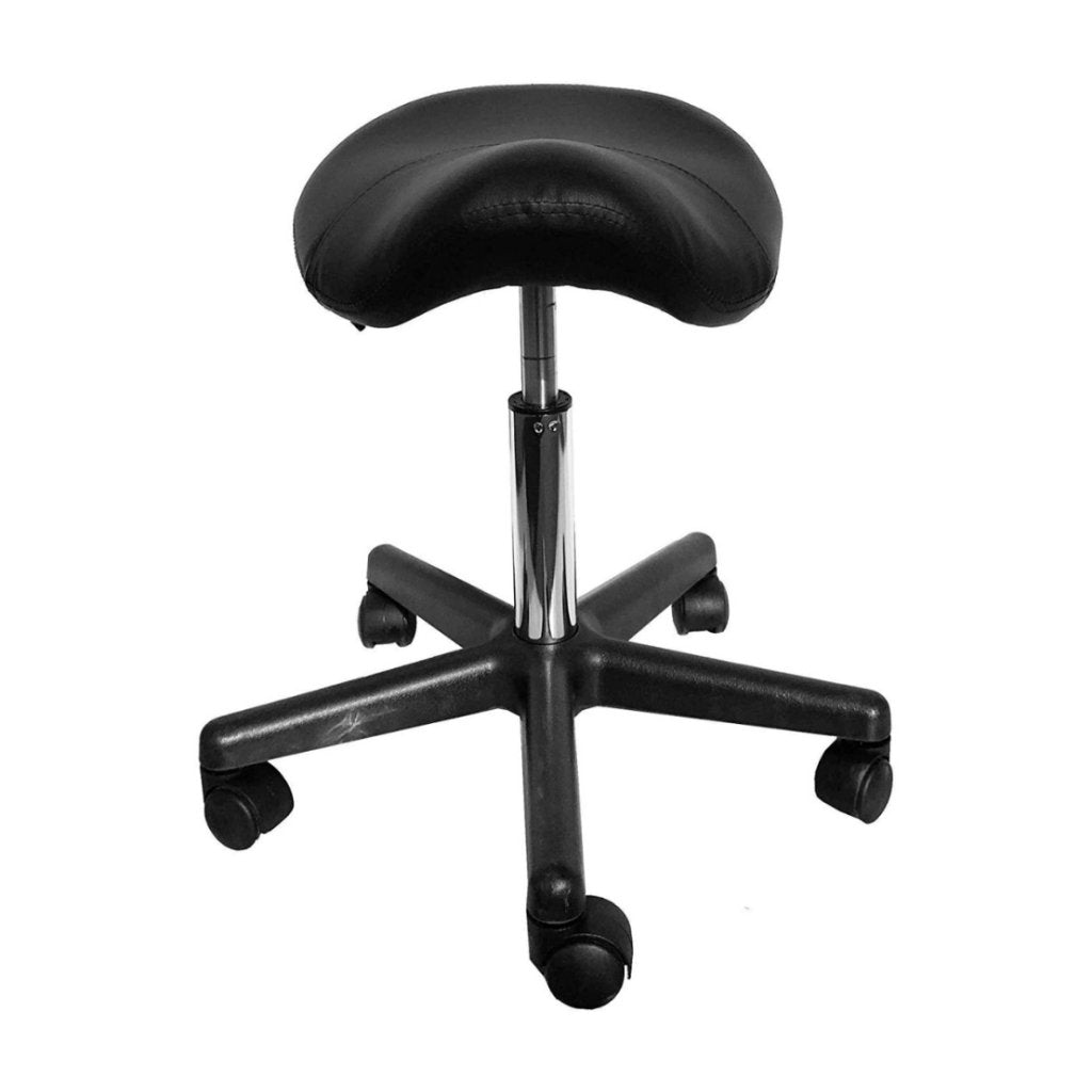Premium Hydraulic Adjustable Height Rolling Saddle Stool - Ergonomic Rolling Seat with 360° Swivel & Locking Wheels for Salon, Workshop, Garage, and Office Use
