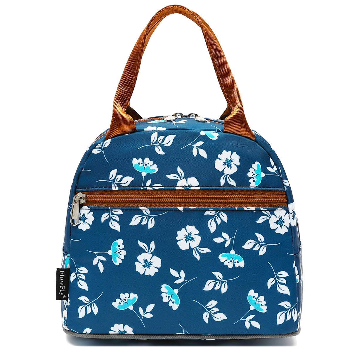 FlowFly Insulated Lunch Bag Tote for Women & Men - Floral Design Lunch Cooler Organizer with Thermal Protection | Perfect for Work, School, Picnics & Outdoor Activities