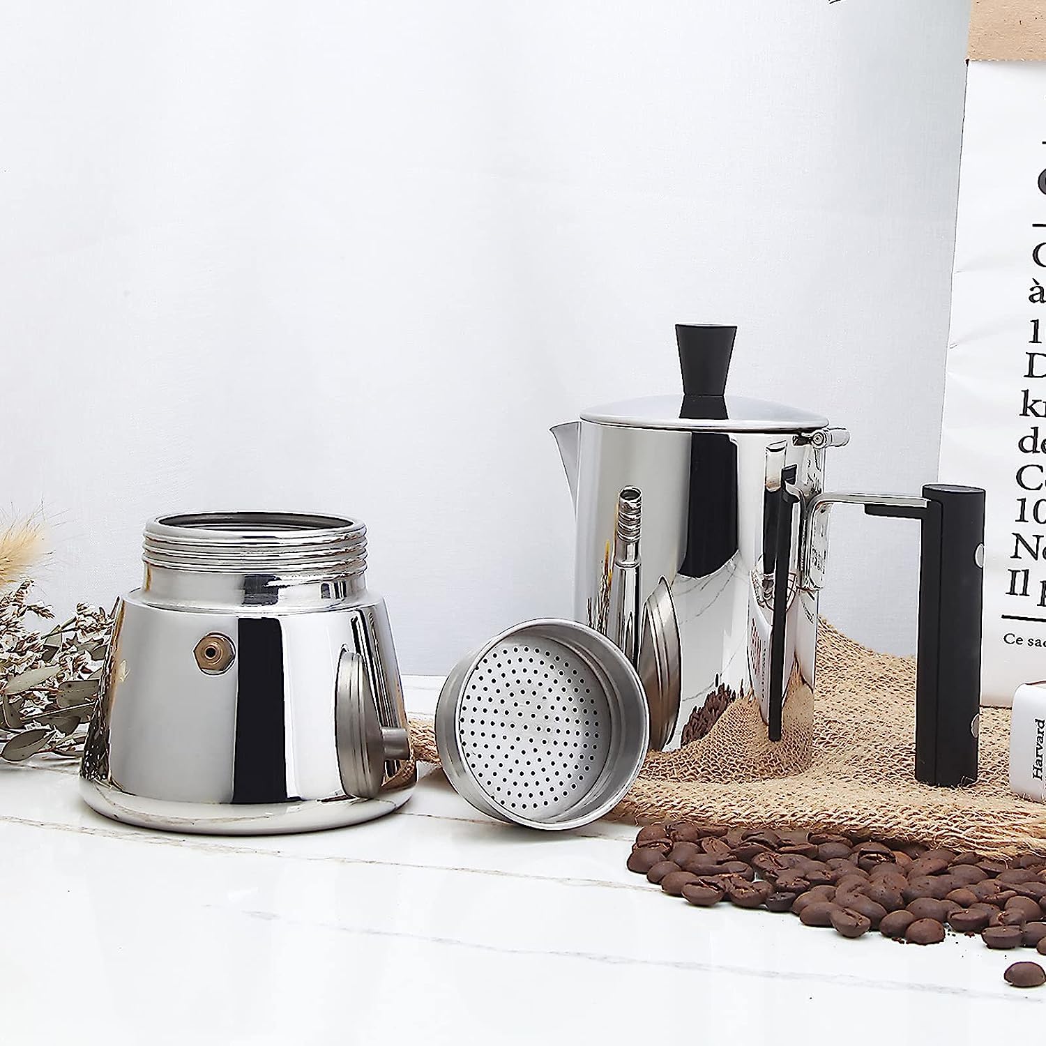 Easyworkz Pedro 4-Cup Stovetop Espresso Maker - 200ml Stainless Steel Italian Moka Pot for Induction & Gas Stoves - Perfect for Home, Office & Camping Coffee Brewing