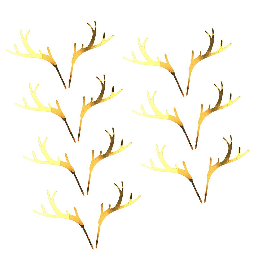7 Pairs Acrylic Christmas Antlers Cake Toppers - Reindeer Horn Cake Decorations for Holiday Parties, Birthday Cakes, and Festive Dessert Decorating