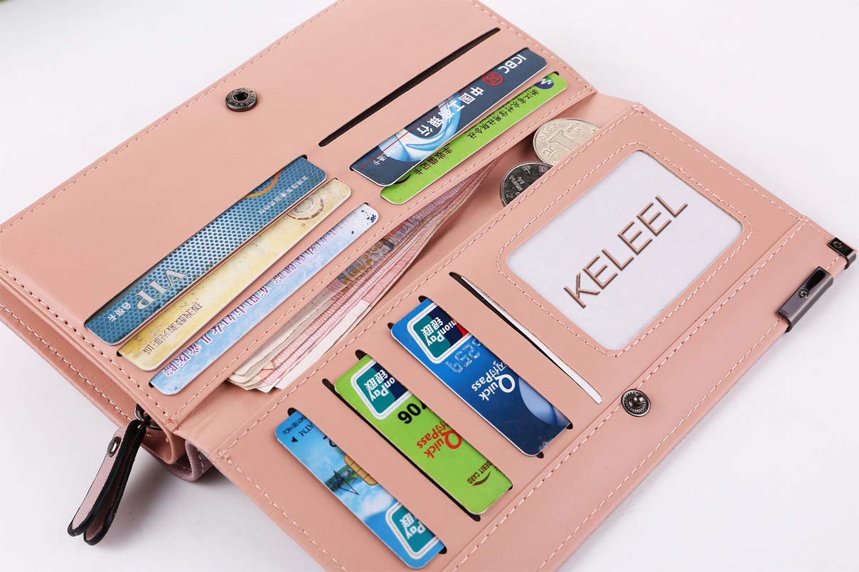 RFID Blocking Women's Wallet - Bifold Card Holder with Wrist Strap, Large Capacity Phone Clutch Purse for Everyday Use & Travel