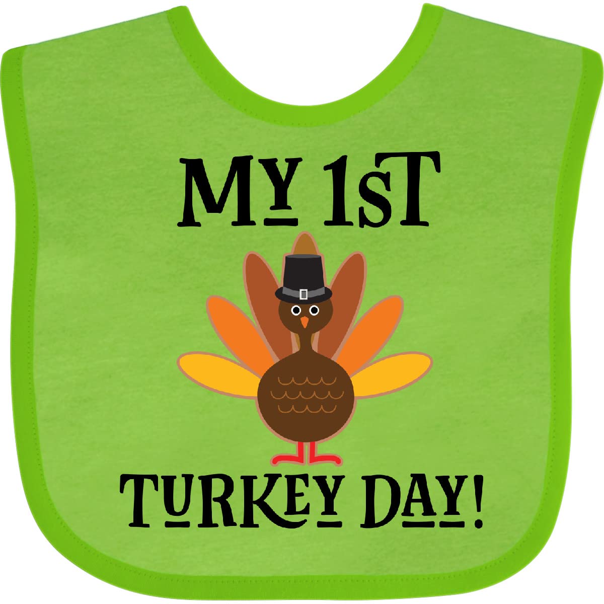 Inktastic My 1st Turkey Day 2022 Thanksgiving Baby Bib - Cute Holiday Bib for Infants & Toddlers - Perfect for Thanksgiving Dinner, Family Gatherings & Photo Shoots