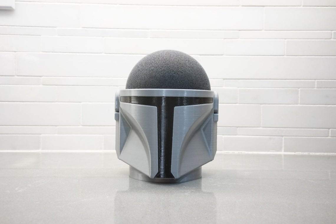 Mandalorian Inspired Speaker Holder Stand - 3D Printed Case for Amazon Echo Dot 4th Gen | Star Wars Themed Display Stand for Bedroom, Office & Gaming Setup