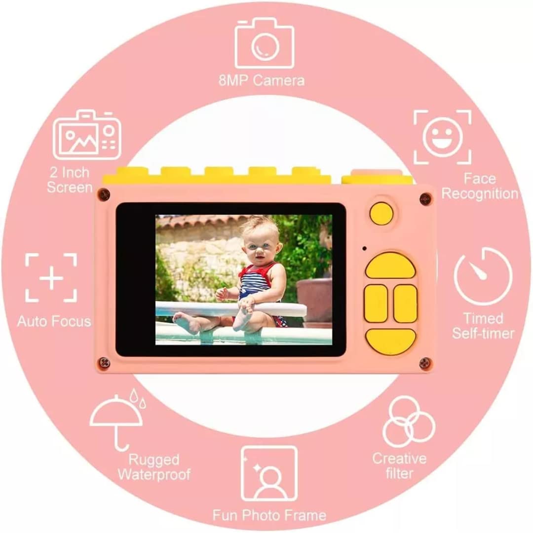 Waterproof Kids Digital Camera - Instant Photo & Video Toy Gift for 3-9 Year Olds | 1080P HD, 32GB SD Card Included | Perfect for Birthday, Travel & Outdoor Adventures (Pink)