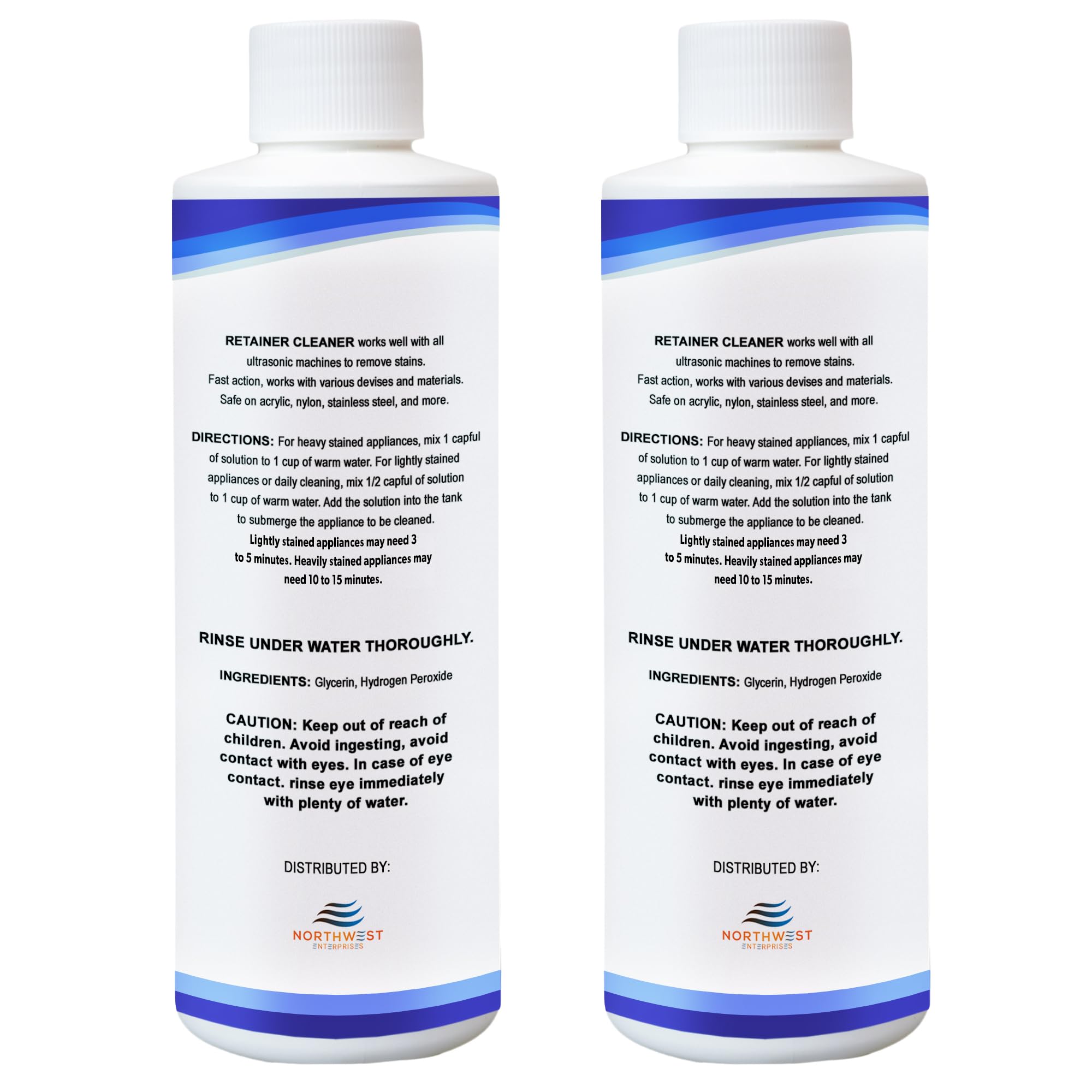 Premium Ultrasonic Retainer & Denture Cleaner Solution Concentrate (16 oz) - Removes Odor, Stains & Discoloration - Safe for Mouthguards, Invisalign, Night Guards - Ideal for Daily Dental Appliance Cleaning at Home
