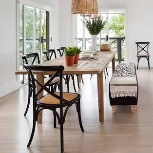 Marcel Cross Back Dining Chair - Black Metal Frame Modern Kitchen & Dining Room Furniture for Home, Restaurant, Cafe & Office Use