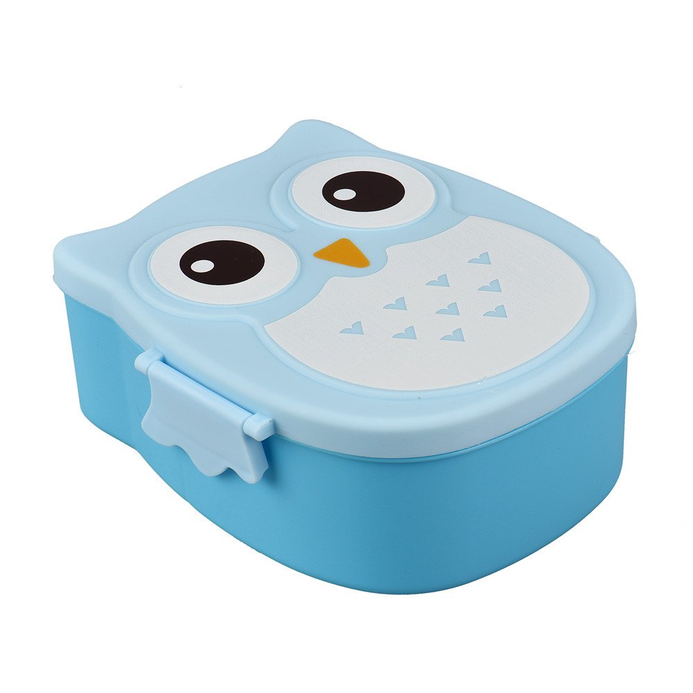 PINGPING Portable Bento Lunch Box - Insulated Owl Design Food Storage Container for Work, School & Picnics (Blue, One Size) - Perfect for Meal Prep, Office Lunch & Outdoor Activities
