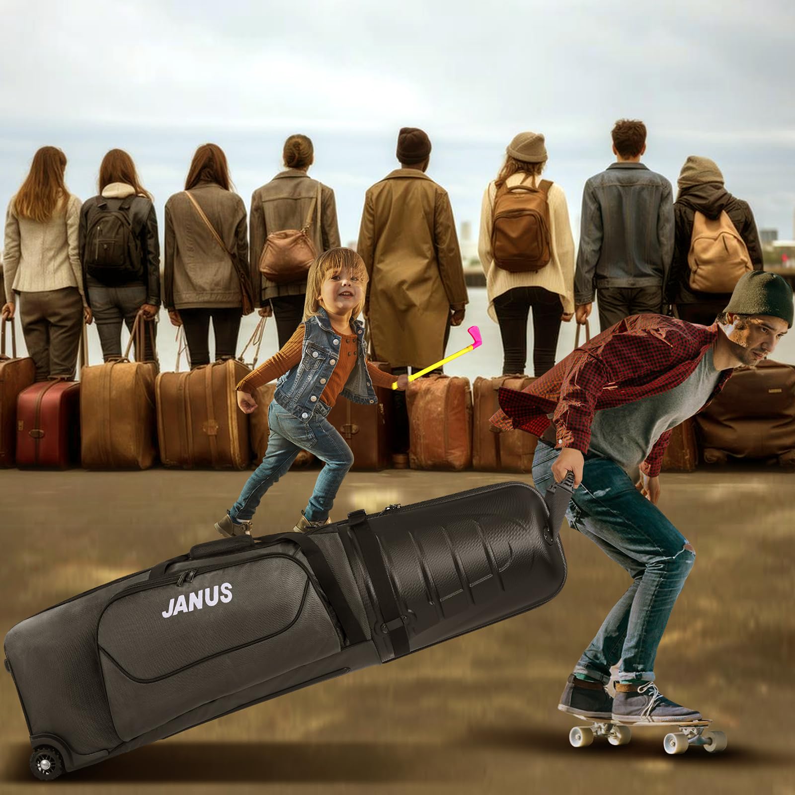 JANUS Golf Travel Bag with Wheels - Durable ABS Hard Shell Golf Club Case for Airline Travel - Perfect for Golfers Flying with Clubs