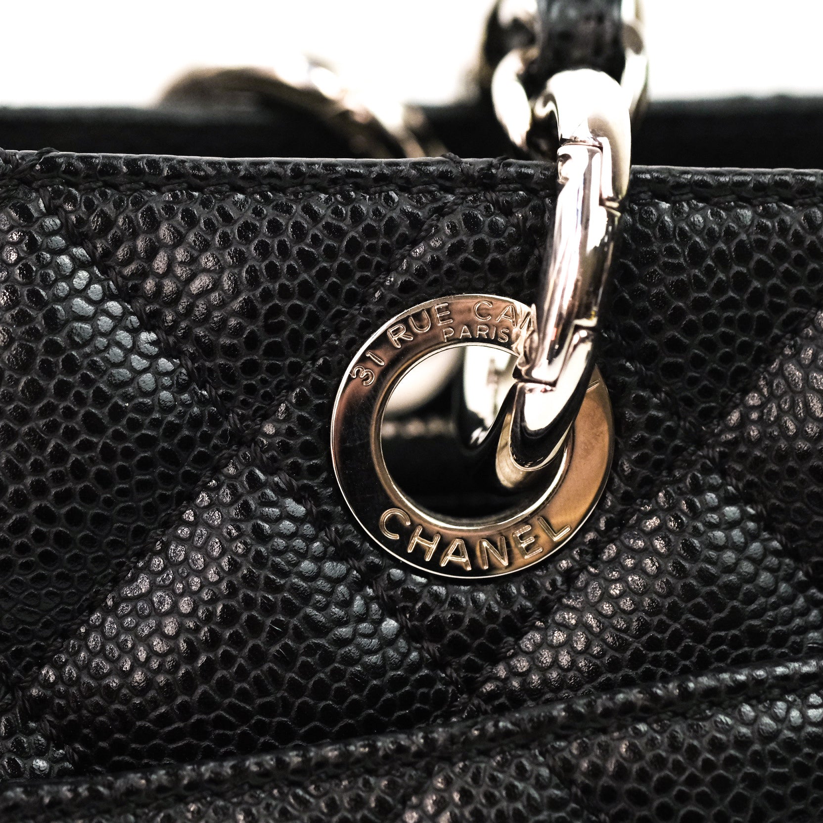 Chanel Caviar Leather Grand Shopping Tote GST Handbag Black with Silver Hardware - Luxury Designer Tote for Work, Travel & Everyday Use