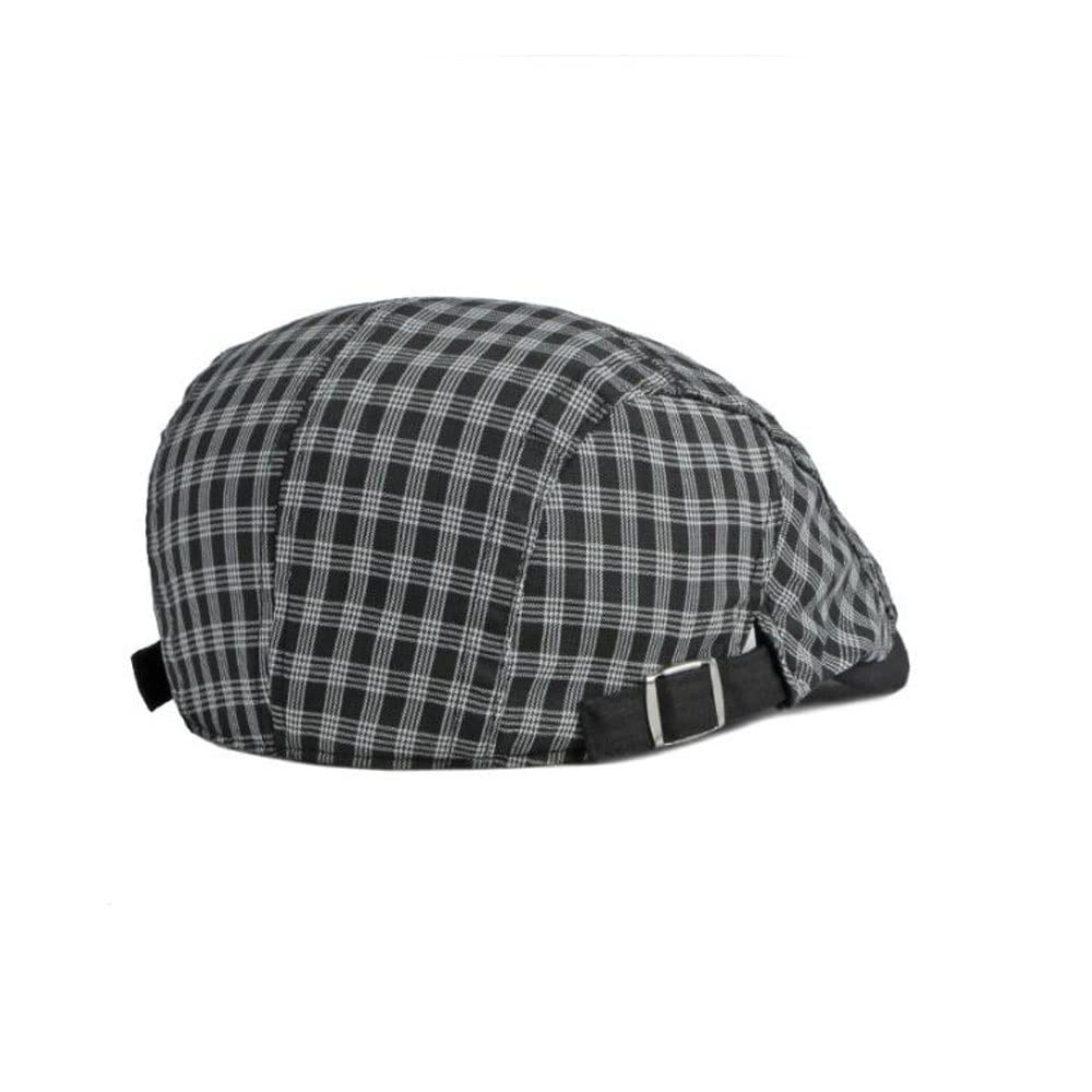 Stylish Plaid Cotton Flat Cap for Men & Women - Adjustable Summer & Spring Sun Hat (55-60cm) - Perfect for Outdoor Activities, Travel, and Casual Wear (Color: B)