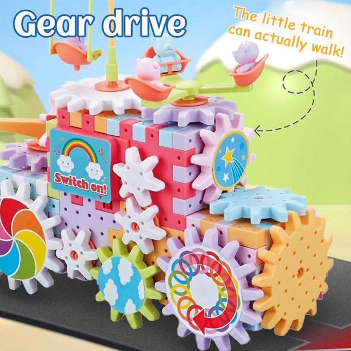STEM Educational Electric Gears Building Blocks Toy Kit (263PCS) - DIY Rotating Mechanical Gears Construction Set for Kids - Perfect for Classroom STEM Learning, Home Play & Creative Engineering Projects