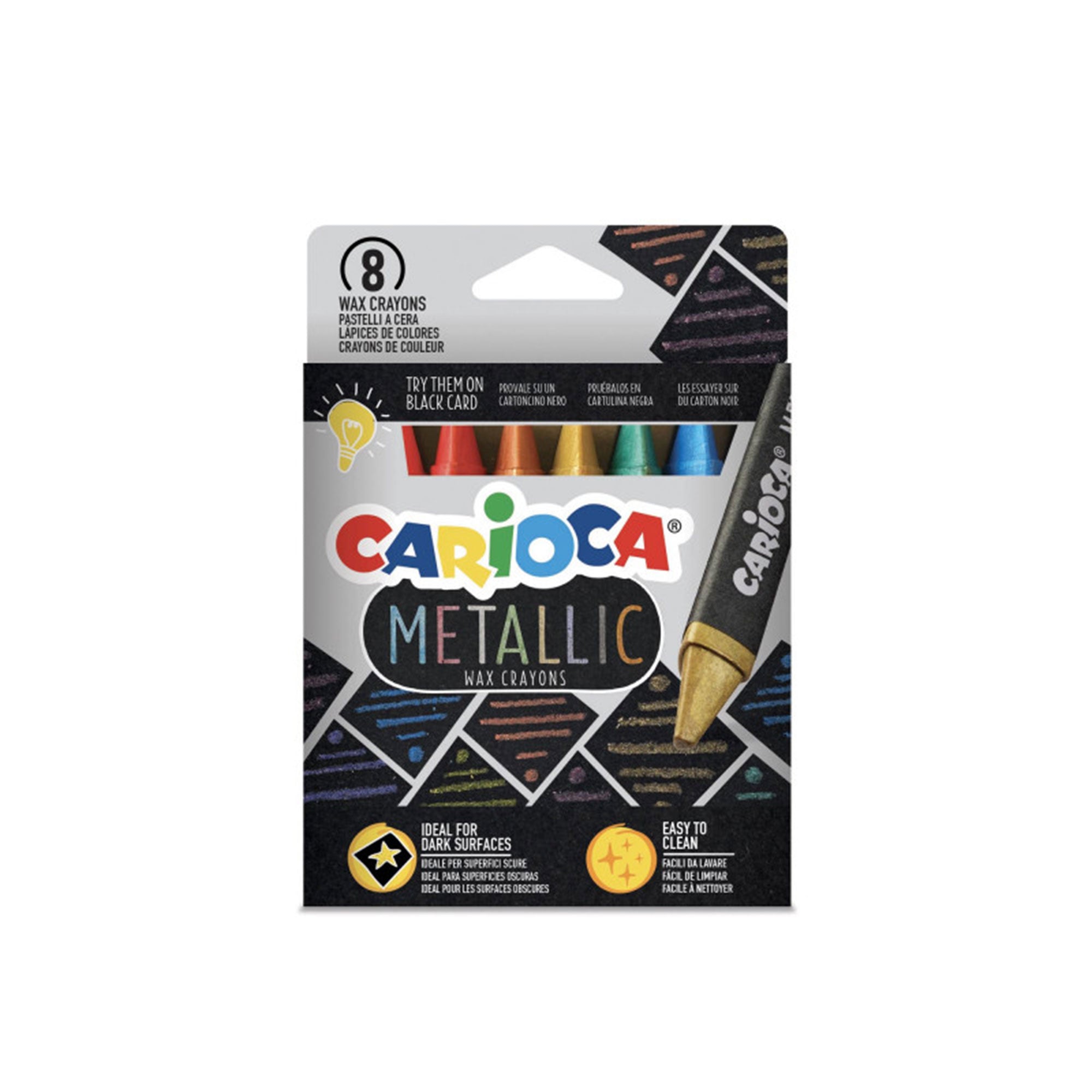 8 Pack Metallic Wax Crayons for Kids - Vibrant Colors for Drawing, Coloring Books & DIY Art Projects (Great for School, Home & Party Activities)