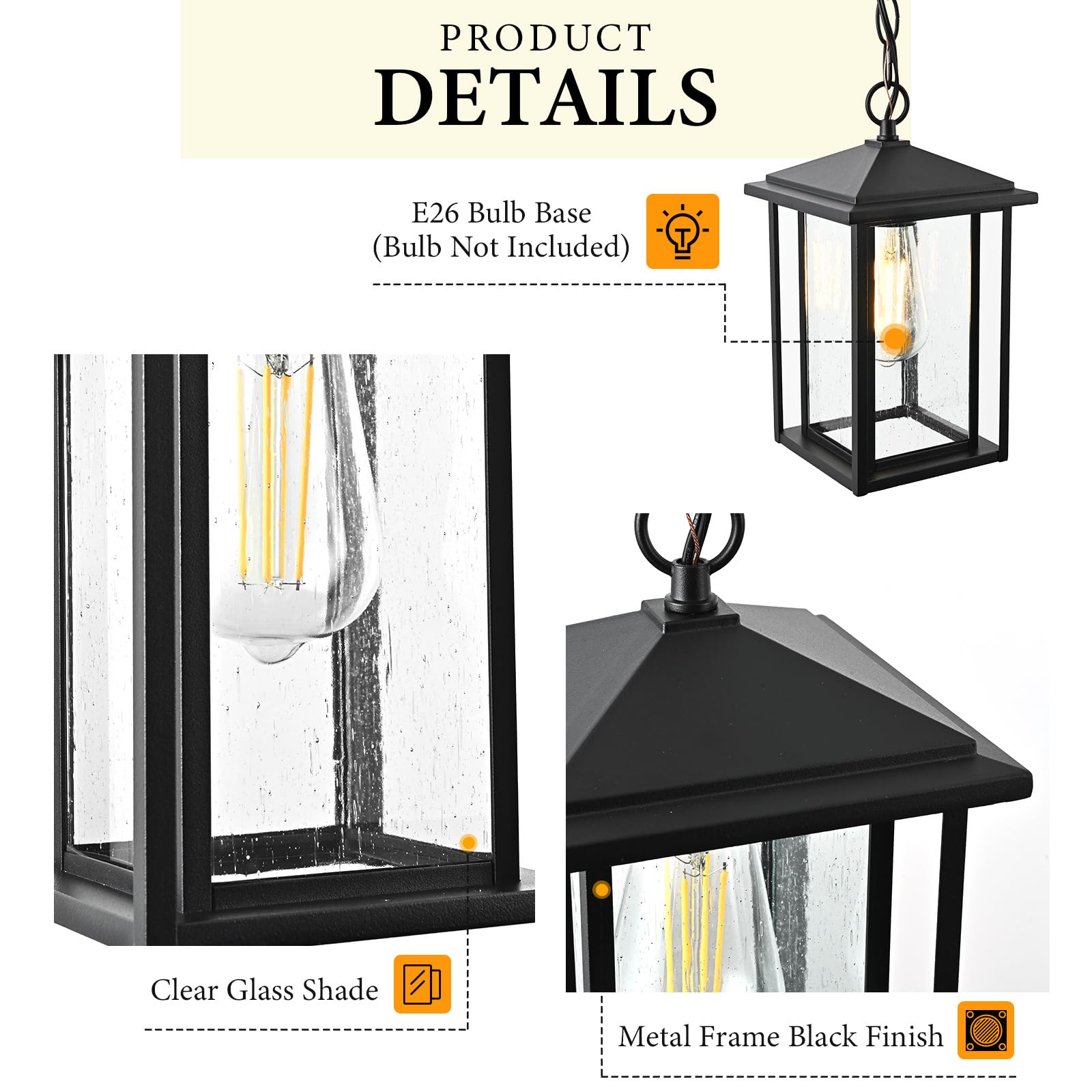 Waterproof Outdoor Pendant Lights for Patio, Porch & Gazebo - Durable Hanging Chandelier Fixtures for Garden, Deck & Backyard Lighting