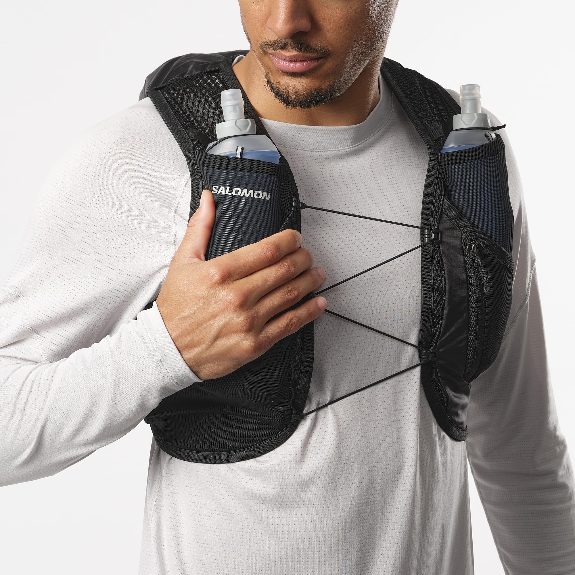 Salomon ACTIVE SKIN 8 Hydration Vest Set - Lightweight Running Backpack with Water Bottles for Trail Runners & Hikers - Perfect for Long Distance Running, Marathon Training & Outdoor Adventures