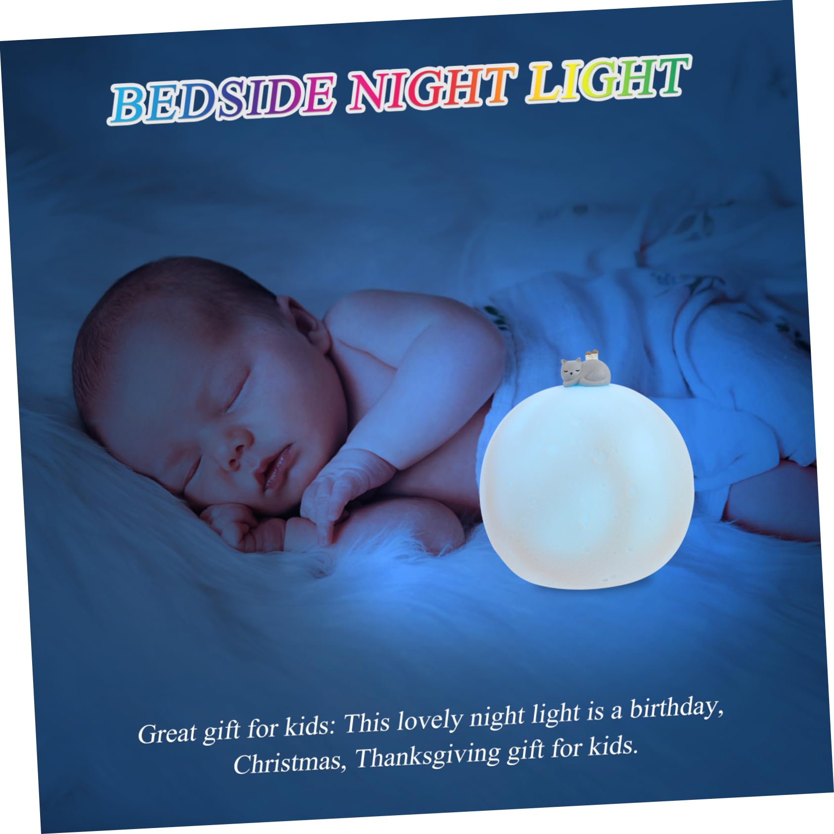 PRETYZOOM Wireless Moon Lamp with Touch Control - 3D Printed LED Night Light for Kids & Adults - Bedside, Nursery, Home Decor - Perfect for Bedrooms, Gifts & Relaxation