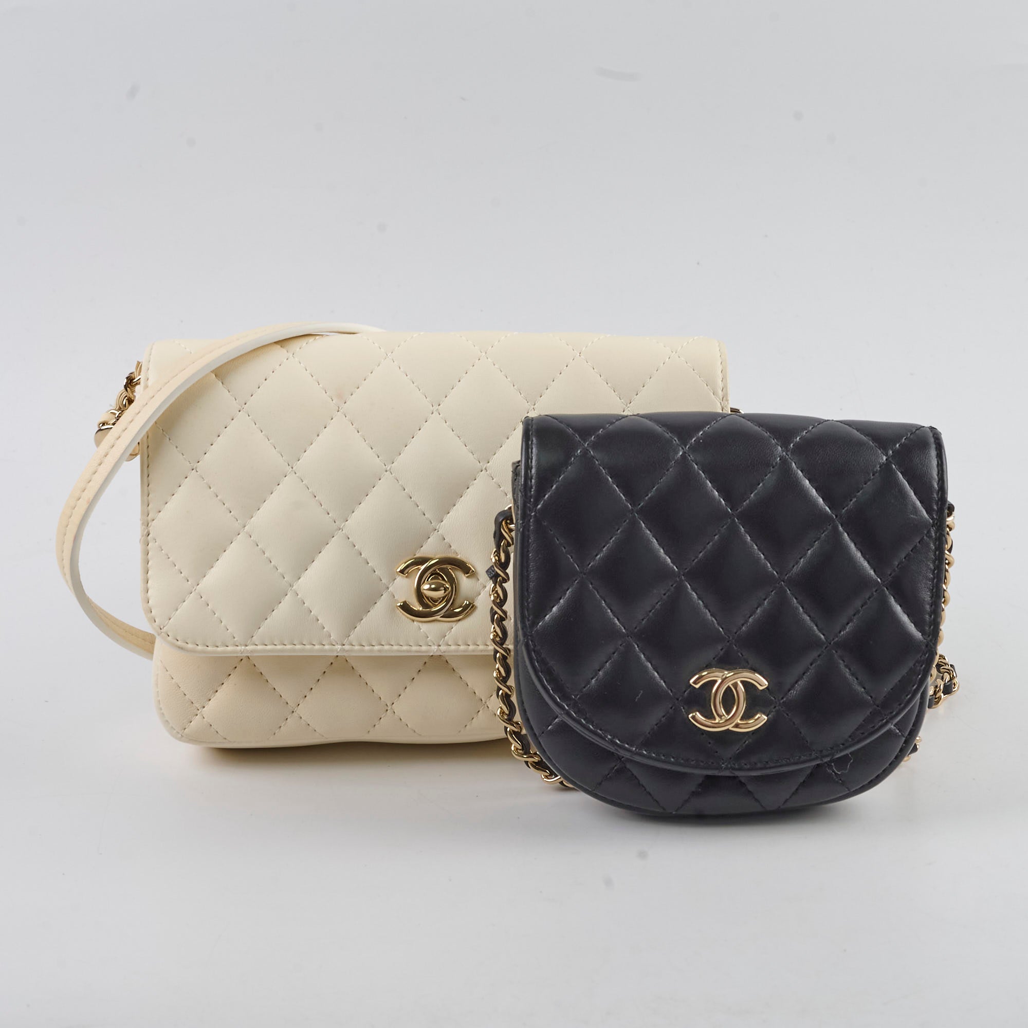 Chanel Side Twin Packs Bag White/Black (27 Series) - Luxury Designer Crossbody Purse for Women, Perfect for Parties, Dating & Everyday Use