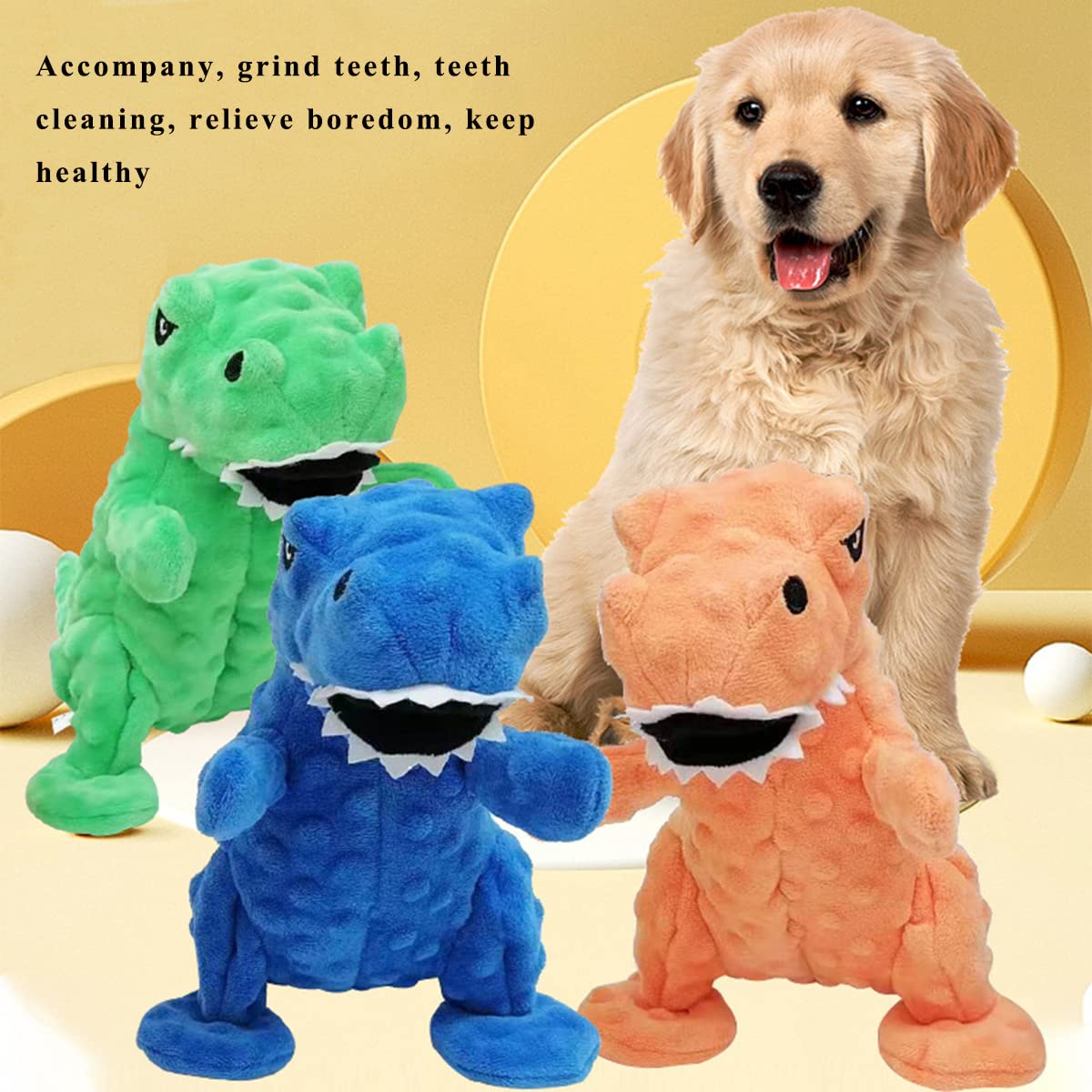 LWBMG Squeaky Dinosaur Plush Dog Toy with Crinkle Paper - Durable Chew Toy for Small, Medium & Large Dogs - Interactive Playtime & Training Reward for Puppies & Adult Dogs