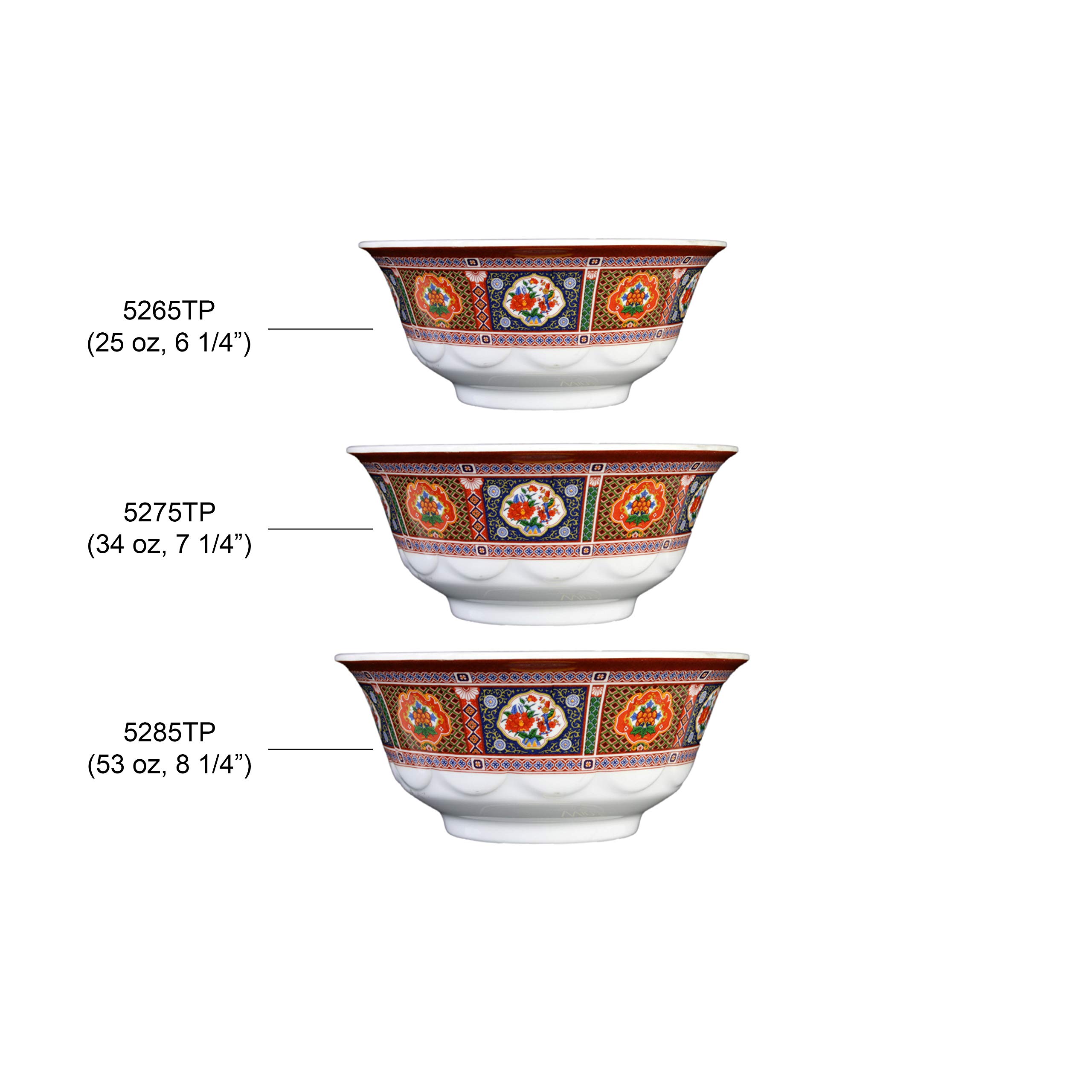 Peacock Melamine Dinnerware Set - 25 oz Scalloped Bowl (6.25 Inches) - Pack of 12 - Durable & Lightweight for Outdoor Dining, Picnics, and Parties