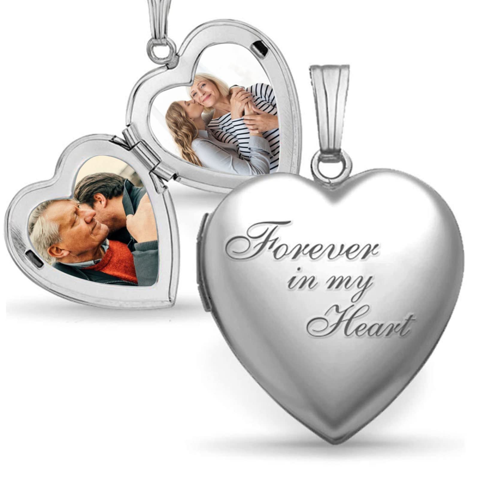 Personalized Heart Locket Necklace with Photo - Custom Engraved Stainless Steel Pendant for Couples, Friends, Mothers & Daughters - Perfect for Anniversaries, Birthdays & Valentine's Day Gifts