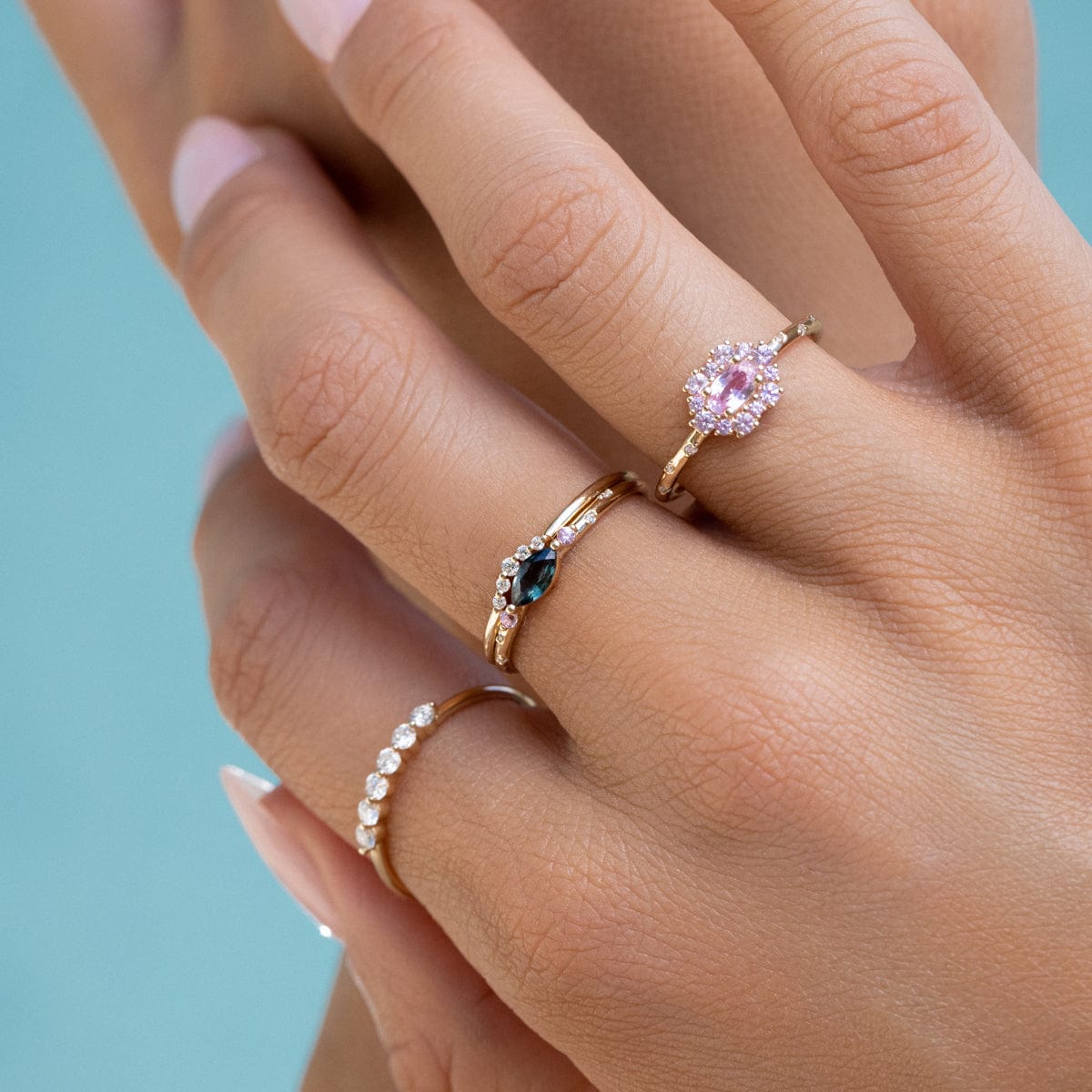 Starry Sakura Sapphire Ring - Elegant Blue Gemstone Jewelry for Women, Perfect for Weddings, Anniversaries & Special Occasions