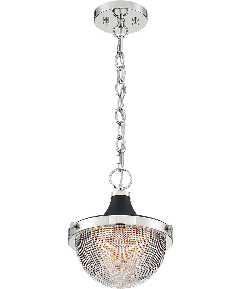 10W Faro 1-Light Pendant Light Fixture in Polished Nickel with Black Accents - Perfect for Kitchen Island, Dining Room, or Entryway Lighting