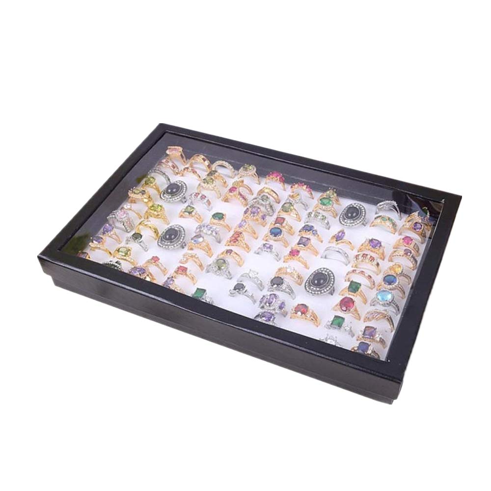 Muranba 100-Slot Velvet Jewelry Ring Display Tray - Elegant Storage Box for Rings, Earrings & Necklaces - Perfect for Jewelry Stores, Boutiques & Home Organization