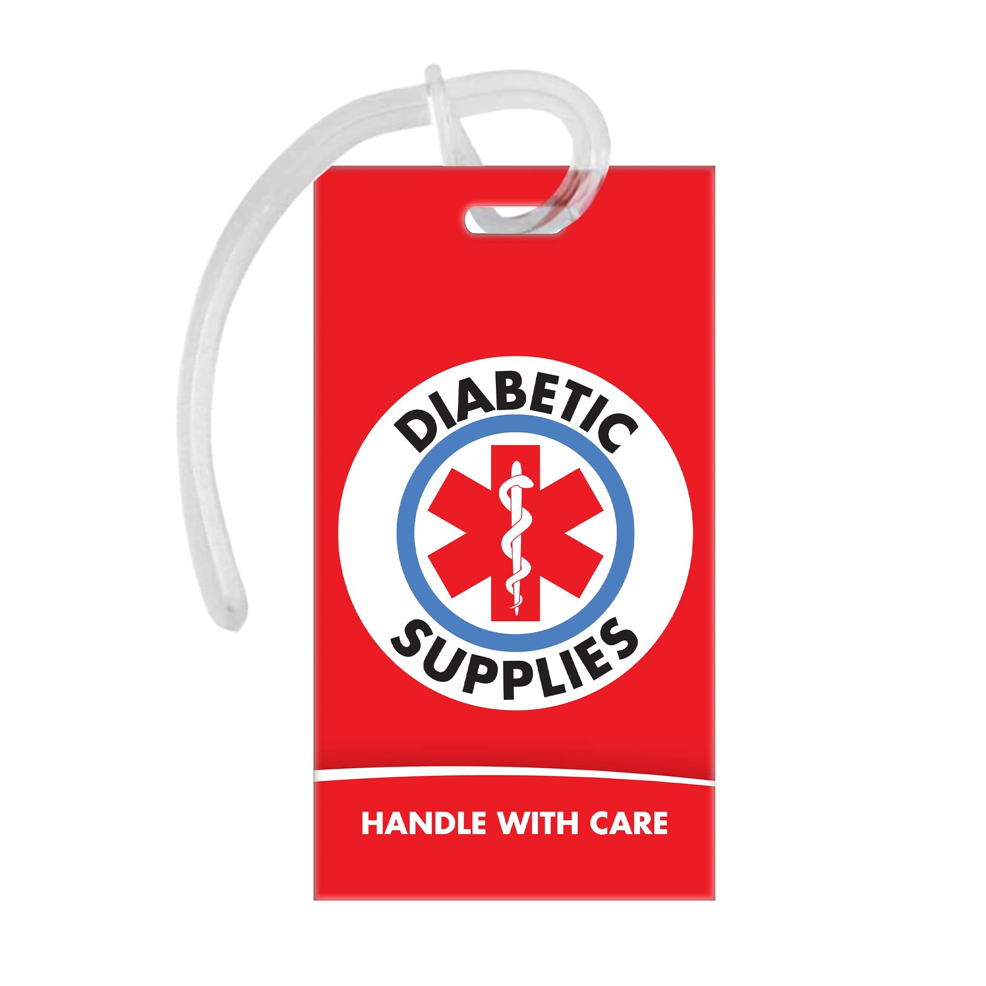 Diabetic Medical Alert ID Luggage Tag - Red Insulin Equipment Handle with Care Travel Accessory | Perfect for Diabetic Travelers, Emergency Identification & Safe Medication Transport